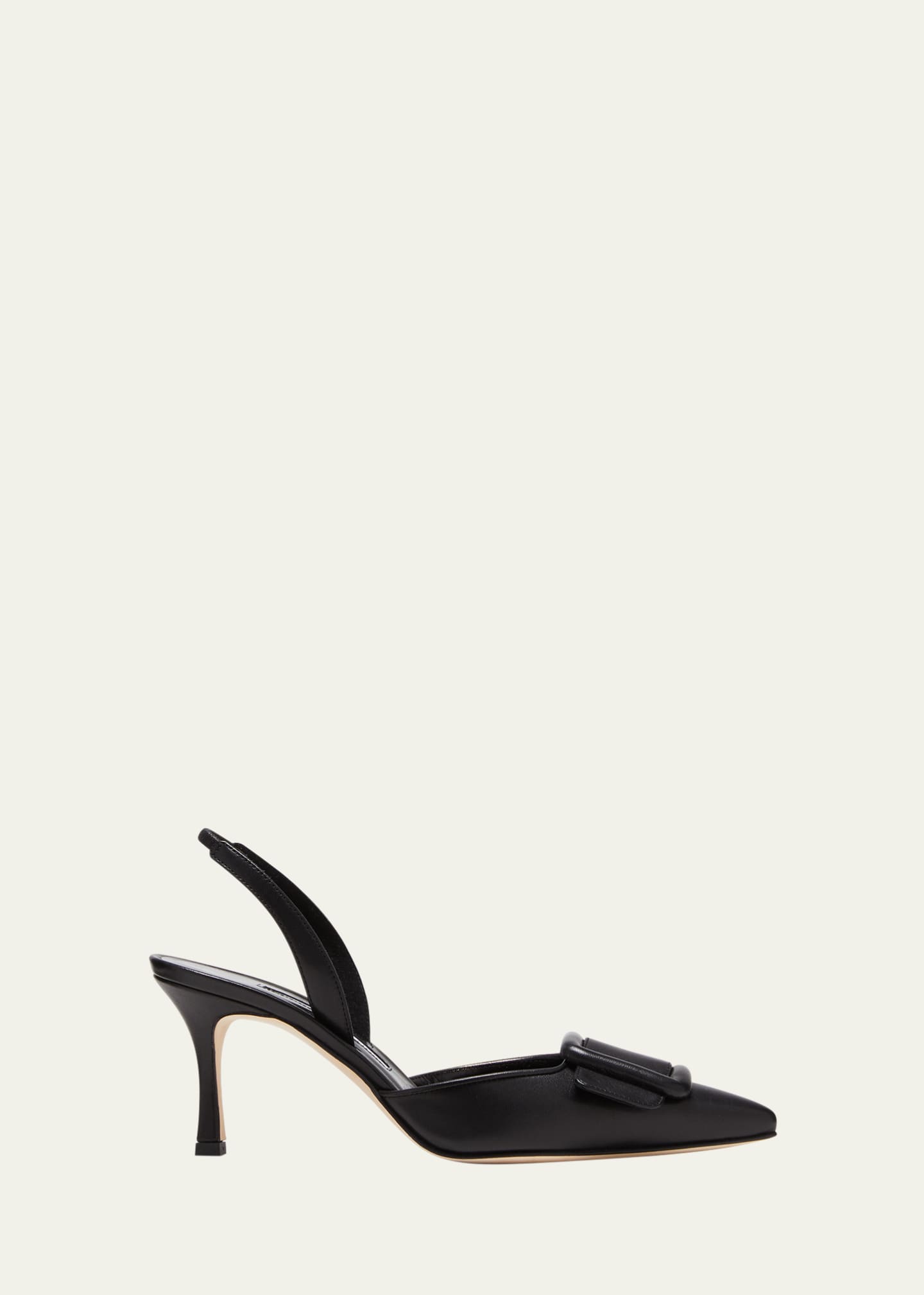 Manolo Blahnik Maysli Leather Buckle Halter Pumps Image 1 of 6