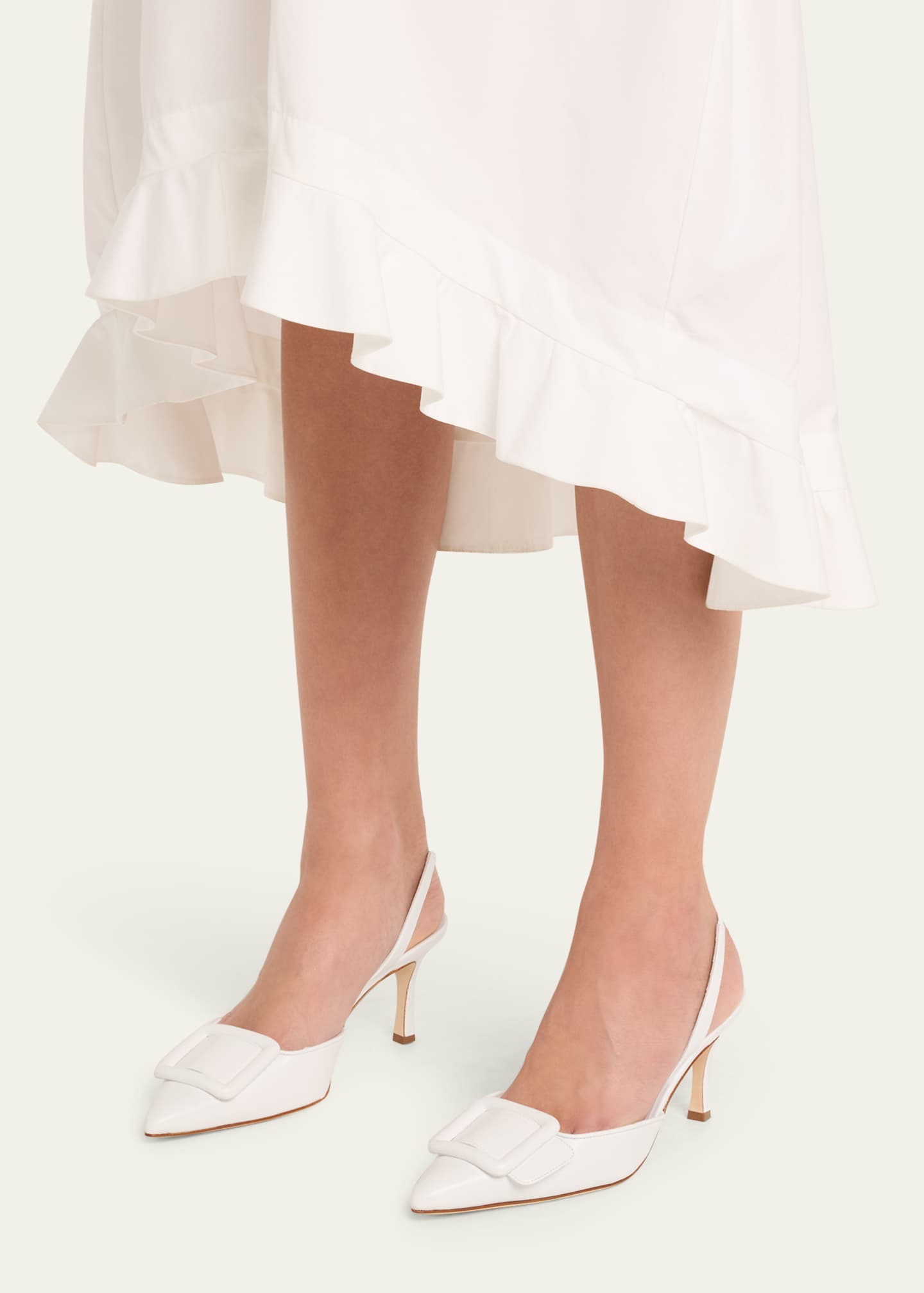Manolo Blahnik Maysli Leather Buckle Halter Pumps Image 2 of 6