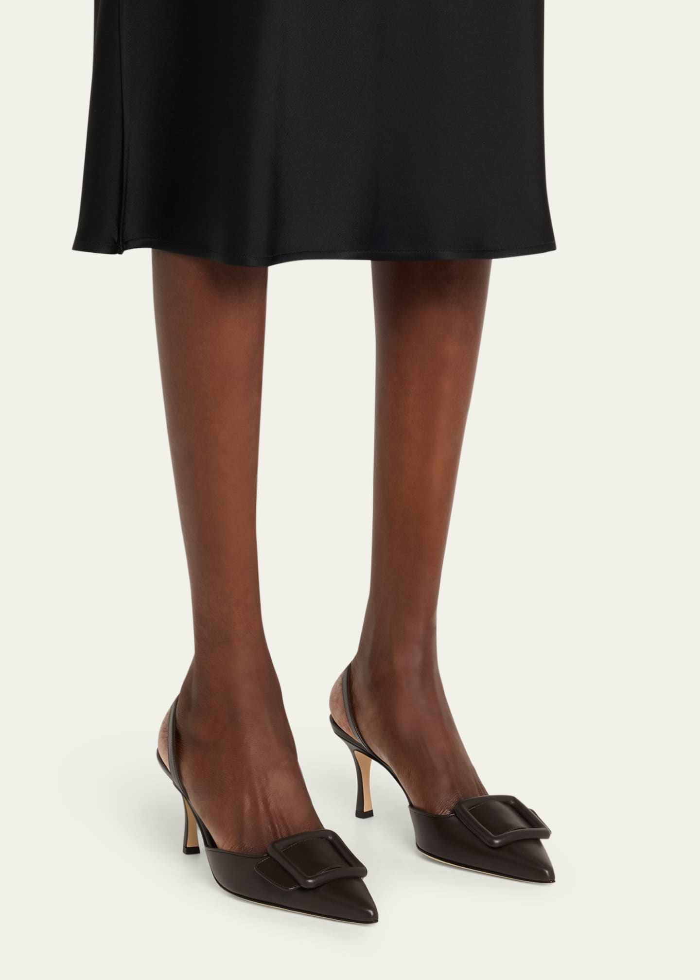 Maysli Leather Buckle Halter Pumps