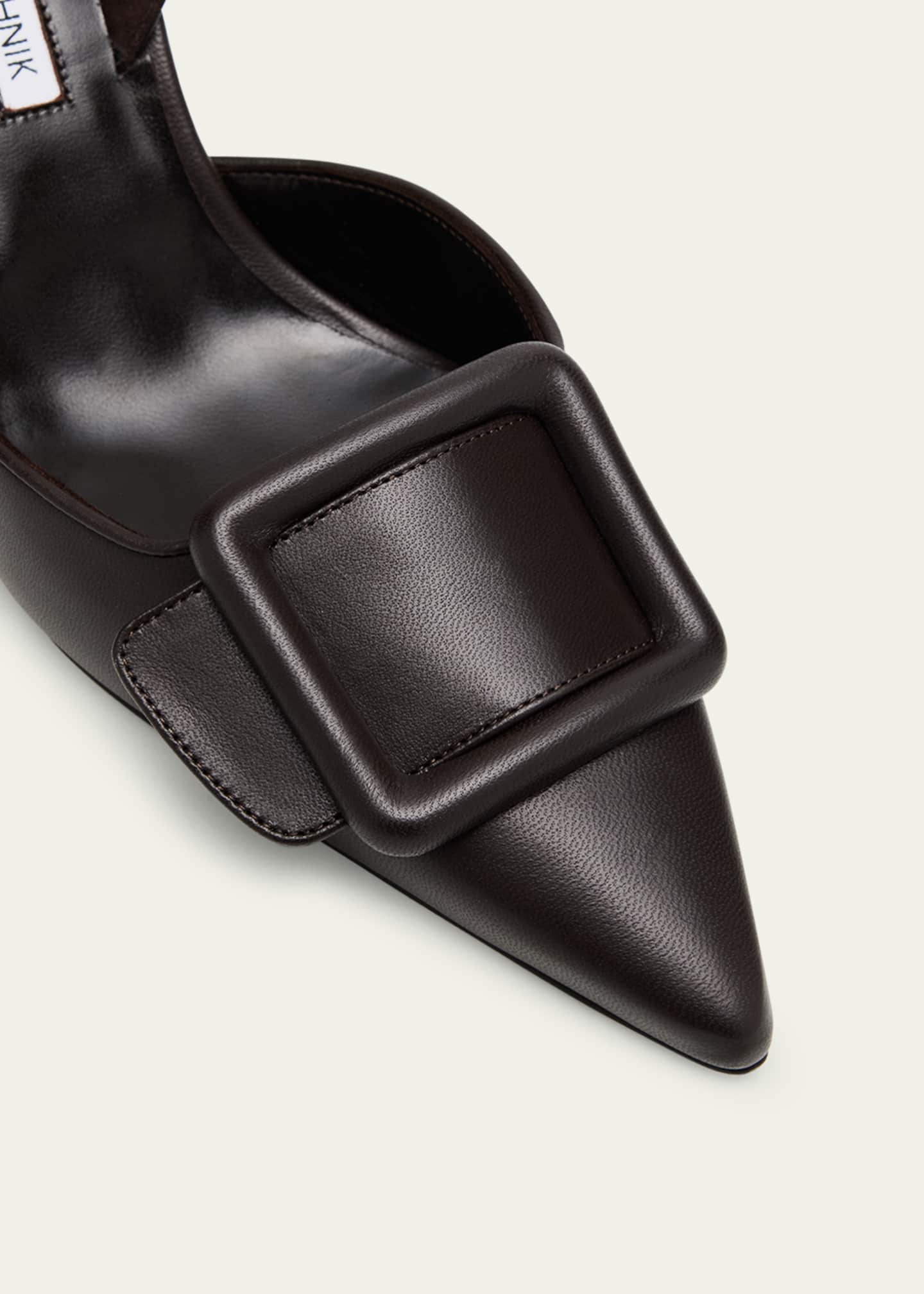 Maysli Leather Buckle Halter Pumps