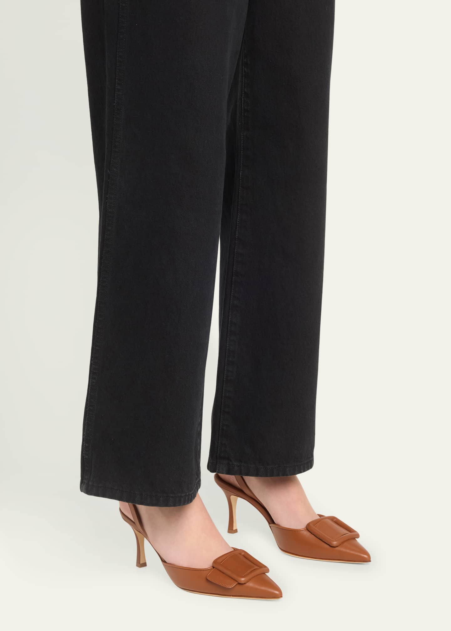 Maysli Leather Buckle Halter Pumps