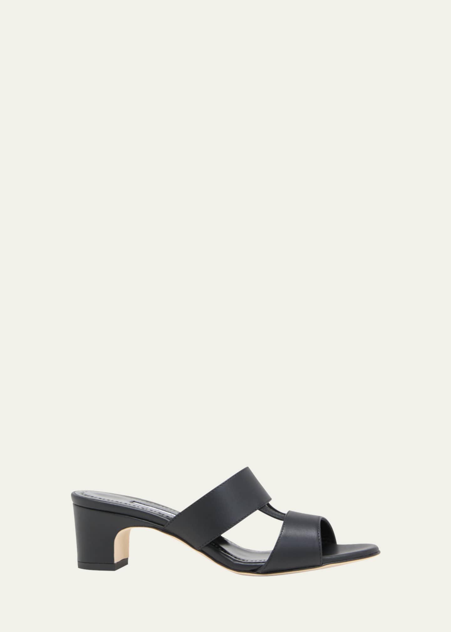 Manolo Blahnik Chus Leather T-Strap Mule Sandals - Bergdorf Goodman