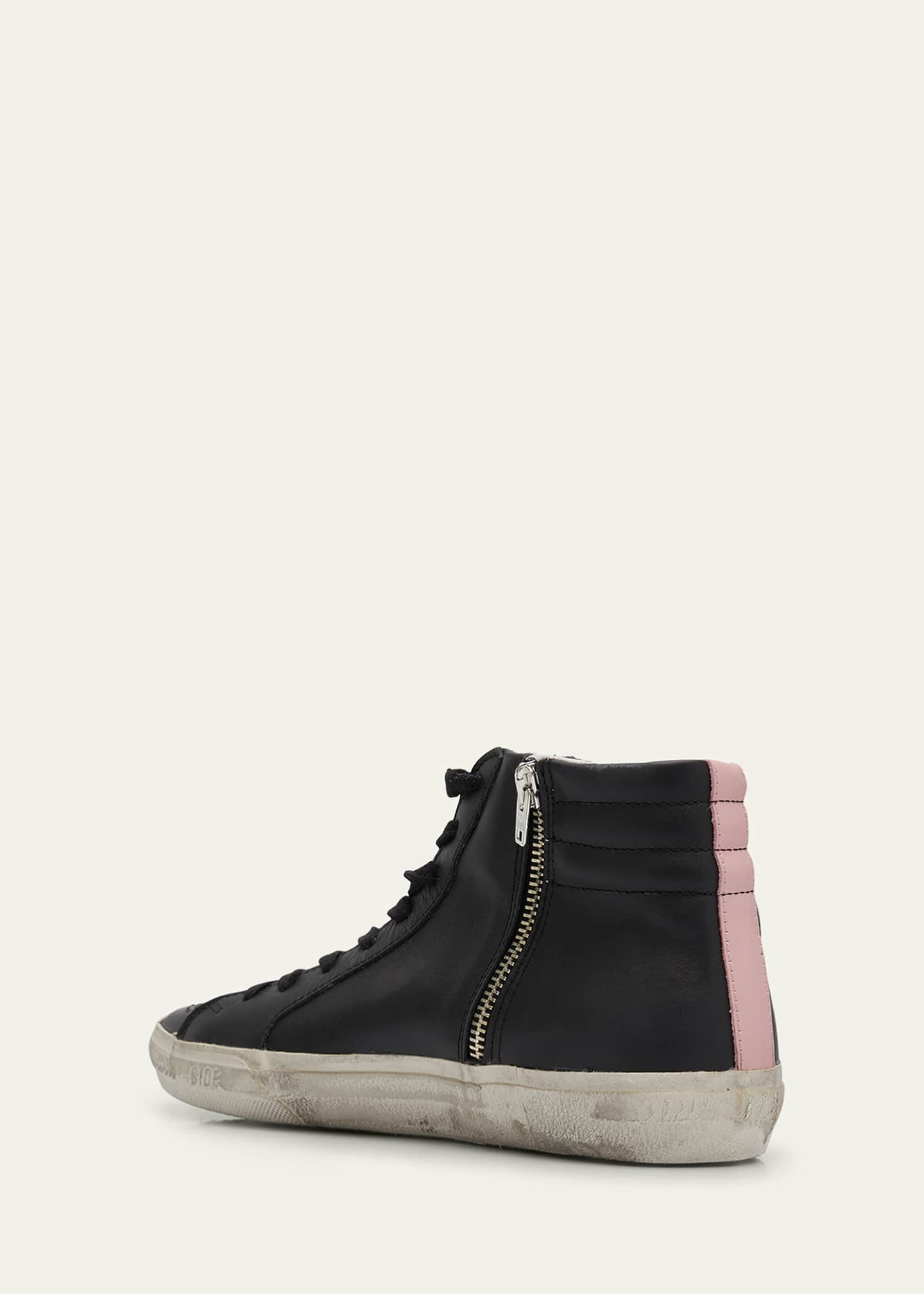 Slide Mid-Top Pearly Stud Leather Sneakers