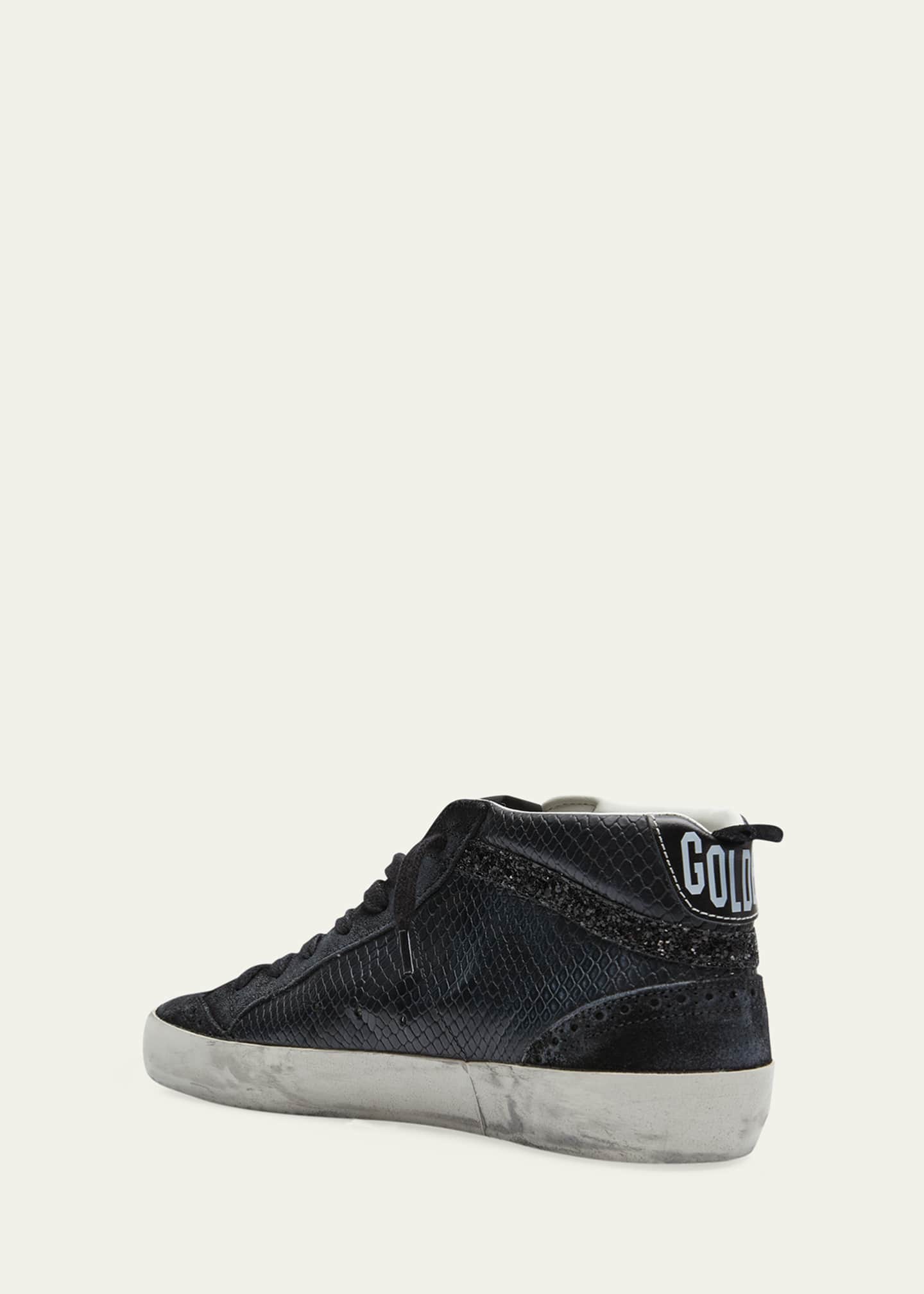 Mid Star Wing-Tip Snake-Embossed Faux-Leather Sneakers