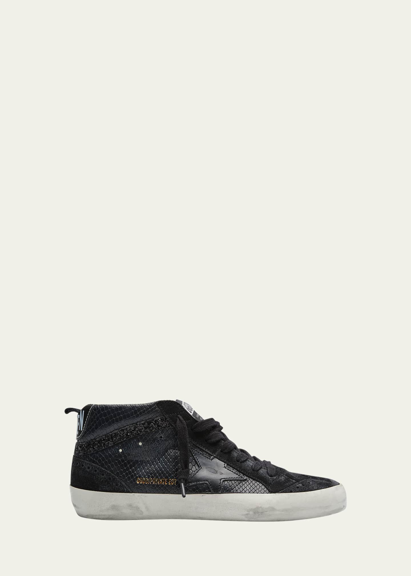 Golden Goose Mid Star Wing-Tip Snake-Embossed Faux-Leather Sneakers Image 1 of 3