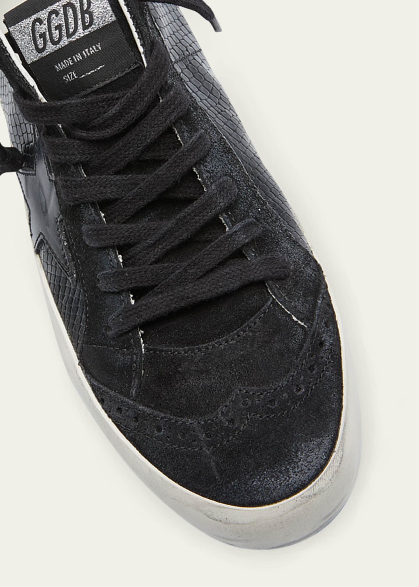 Mid Star Wing-Tip Snake-Embossed Faux-Leather Sneakers
