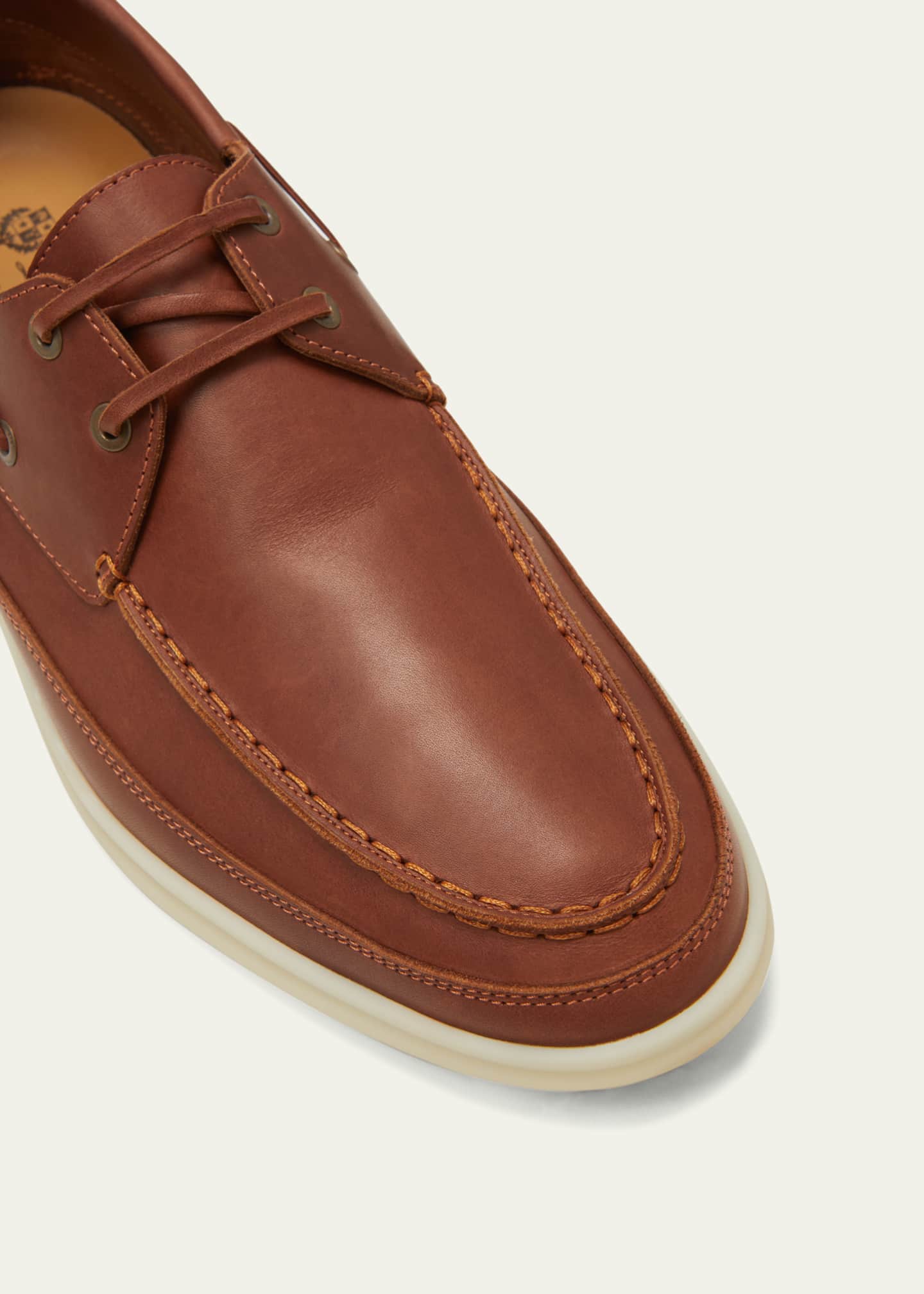 Loro Piana Men's Sea-Sail Walk Leather Boat Shoes Image 5 of 5