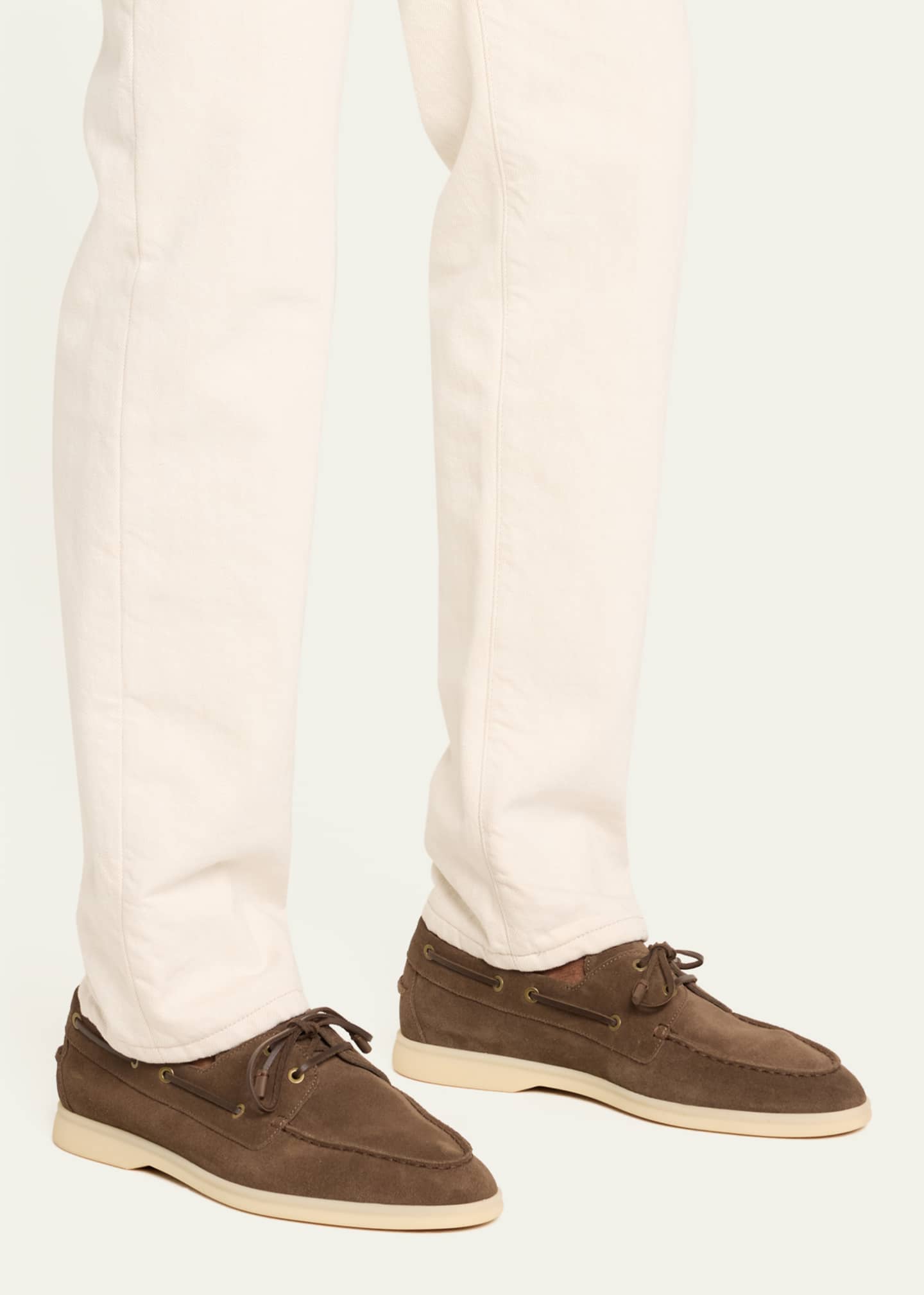 Loro Piana Men's Sea-Sail Walk Suede Boat Shoes Image 2 of 5
