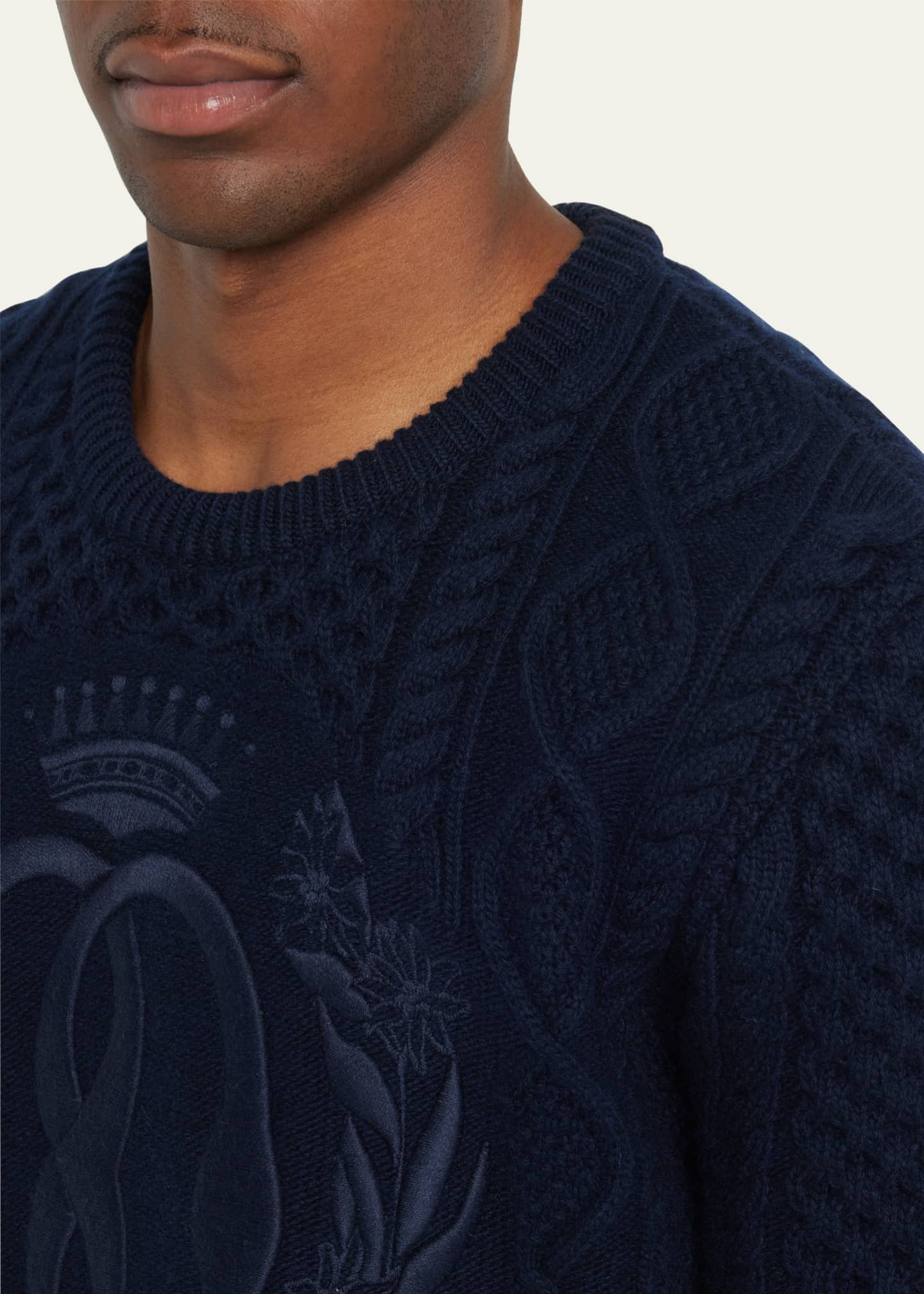 Bally Men's Embroidered Fisherman's Wool Sweater - Bergdorf Goodman