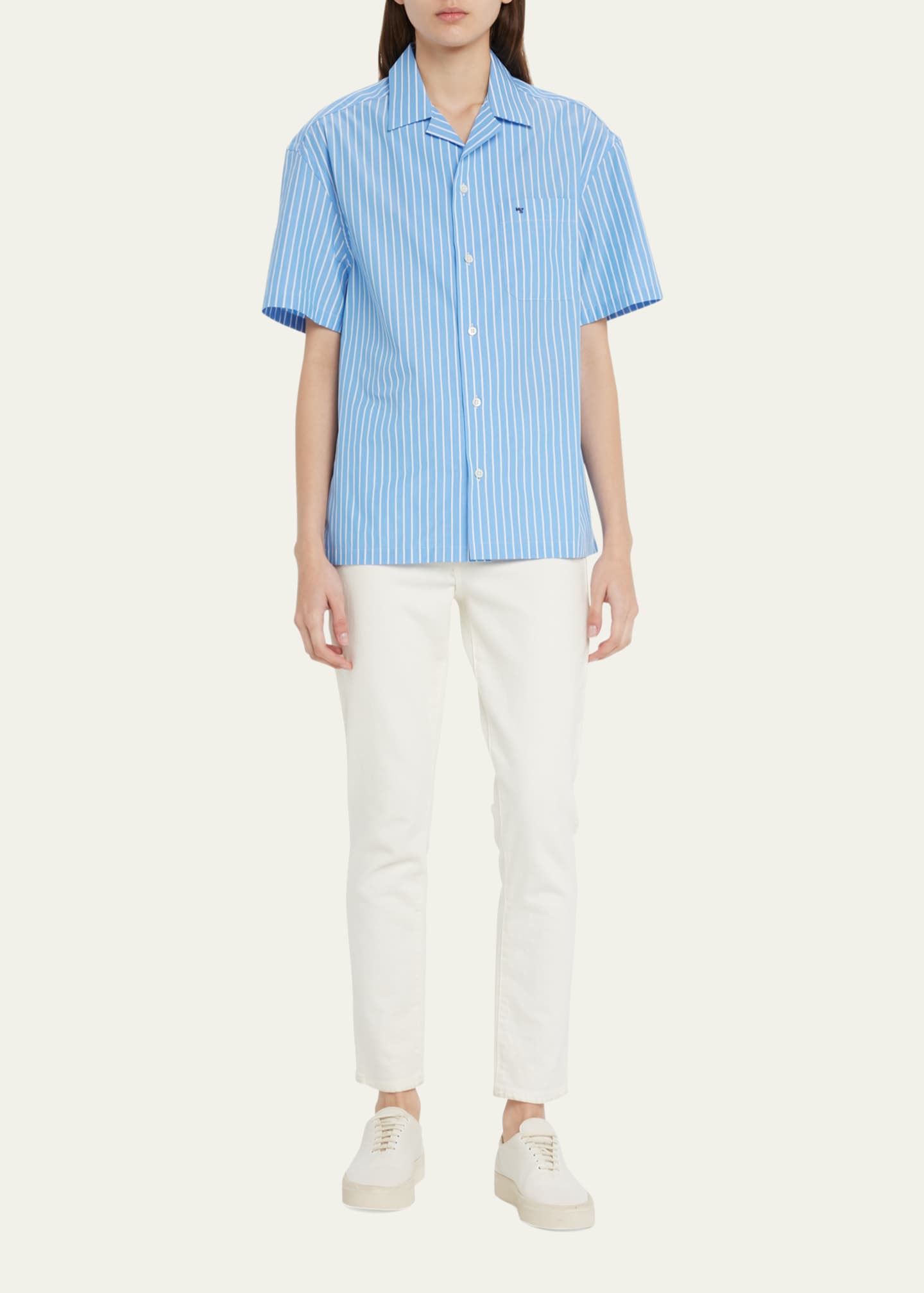 HOMMEGIRLS Stripe Short-Sleeve Cotton Shirt - Bergdorf Goodman