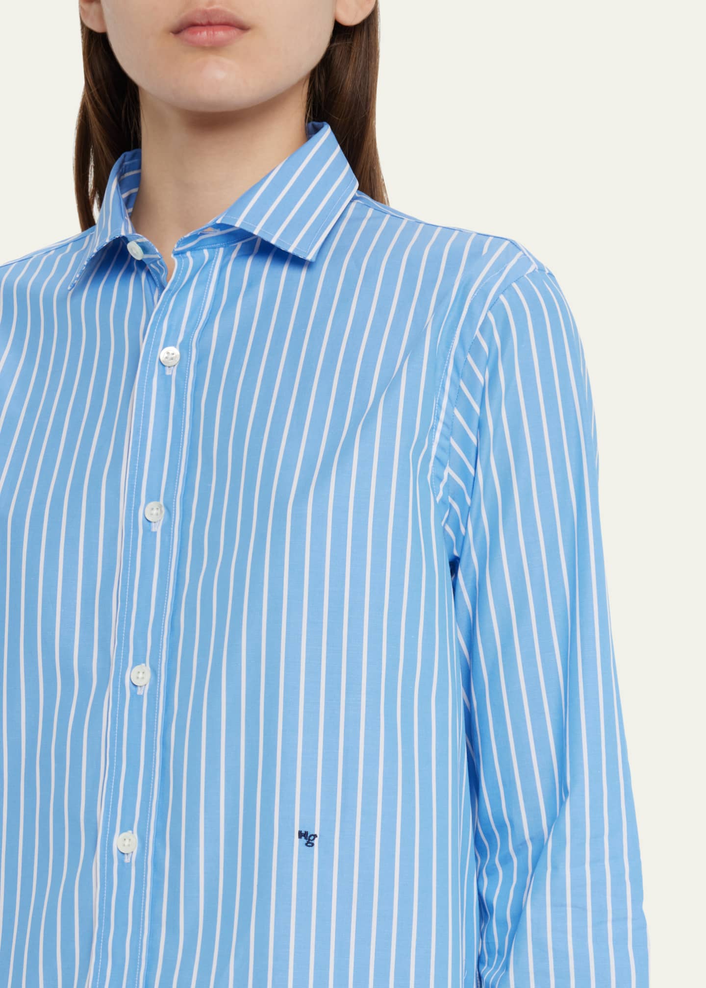 HOMMEGIRLS Stripe Classic Button-Up Cotton Shirt Image 5 of 5