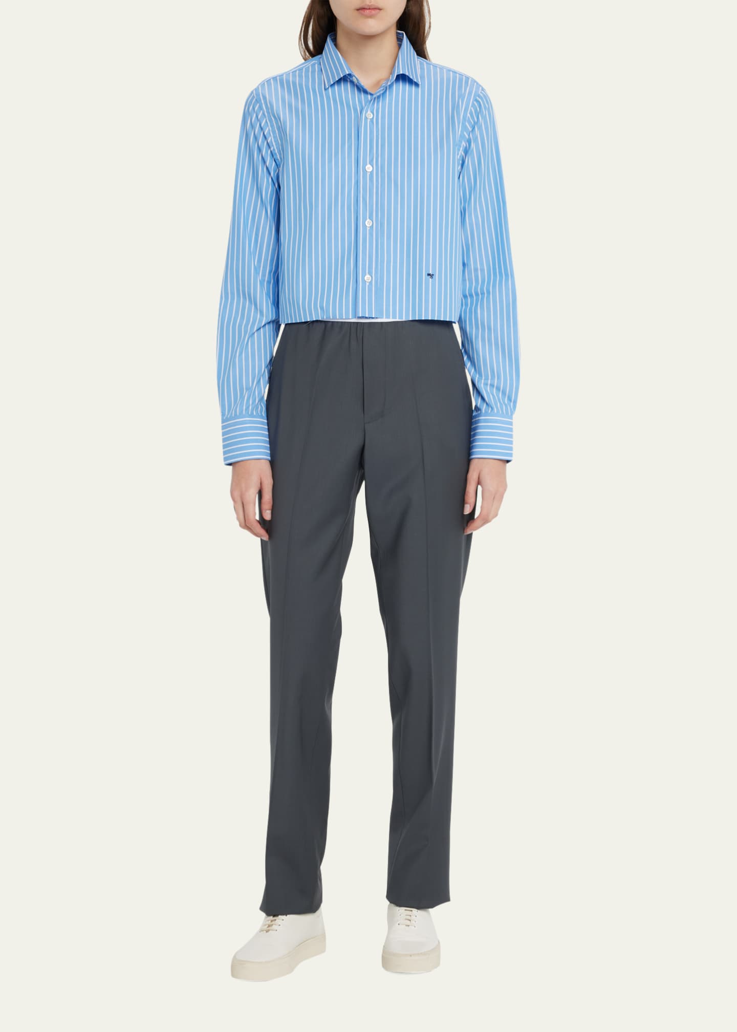 HOMMEGIRLS Stripe Cropped Shirt Image 2 of 5