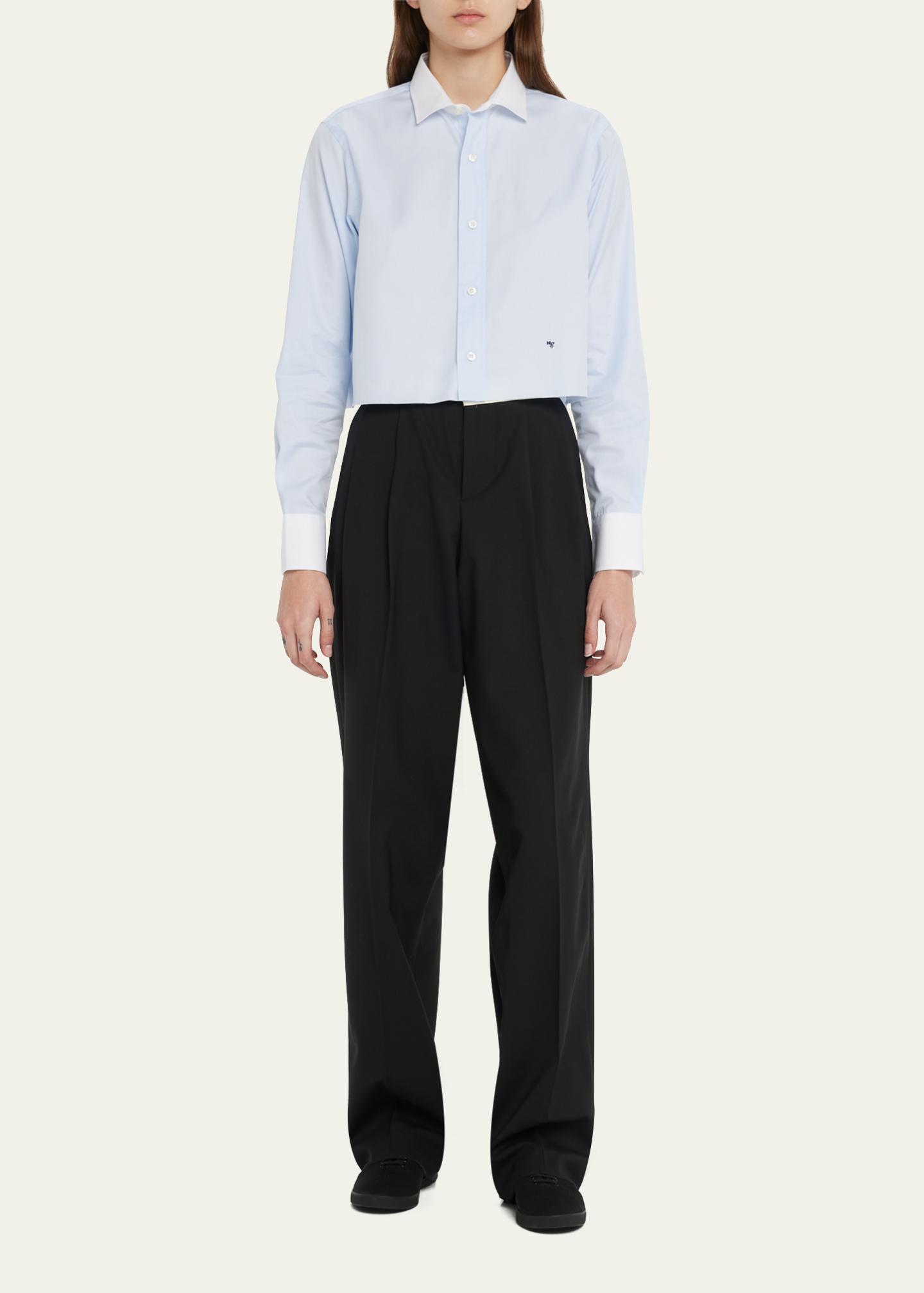 HOMMEGIRLS Cropped Shirt with Contrast Collar - Bergdorf Goodman