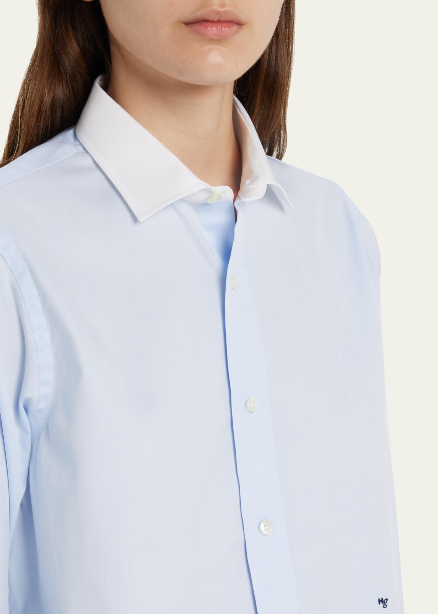 HOMMEGIRLS Cropped Shirt with Contrast Collar - Bergdorf Goodman