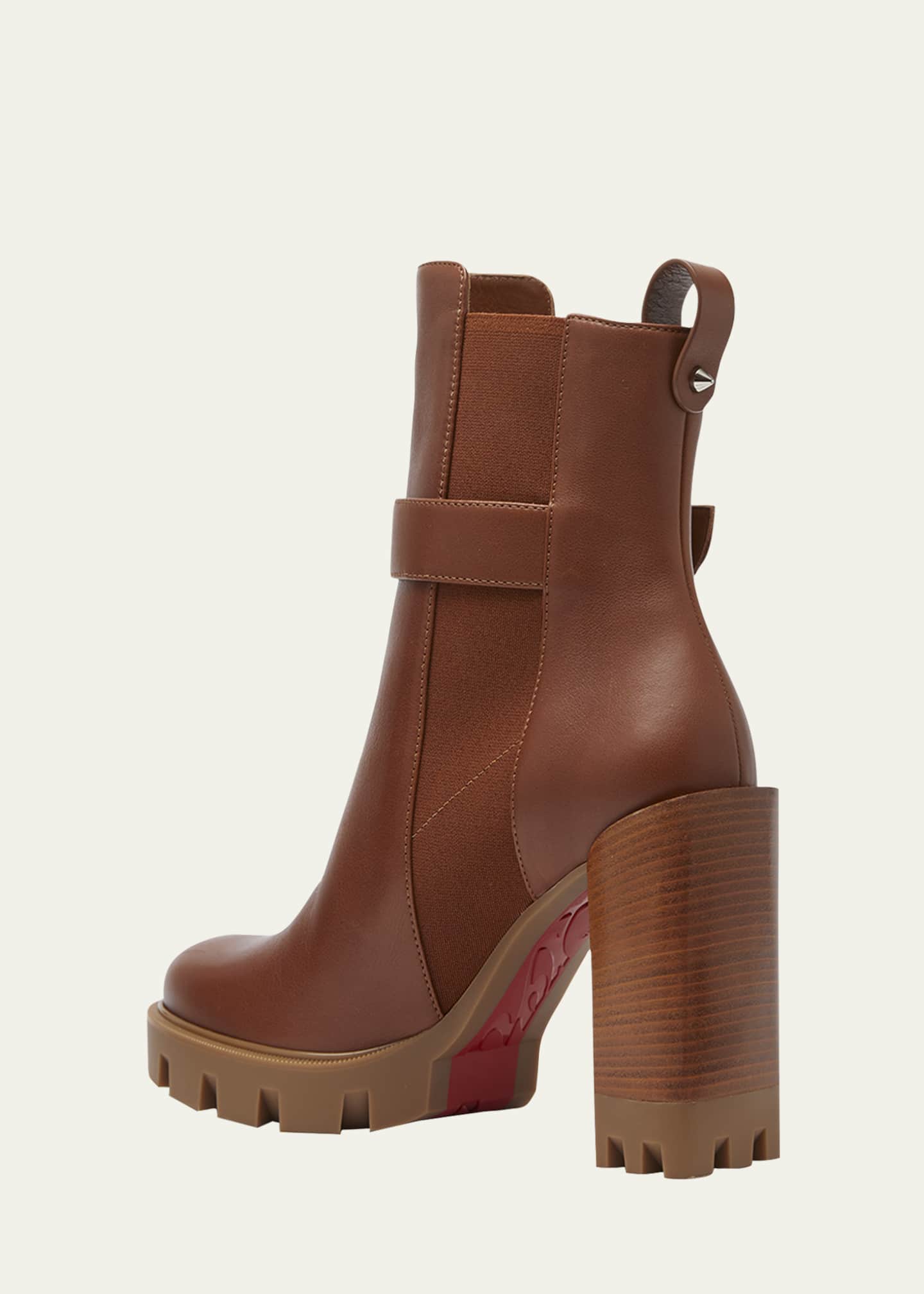 Christian Louboutin CL Red Sole Platform Leather Chelsea Boots