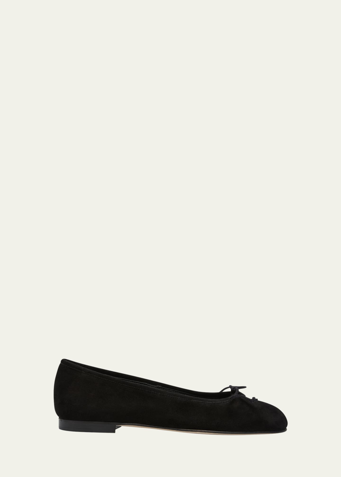 Manolo Blahnik Veralli Suede Bow Ballerina Flats Image 1 of 5