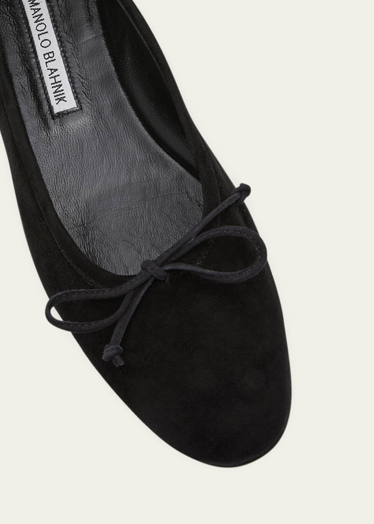Manolo Blahnik Veralli Suede Bow Ballerina Flats Image 5 of 5