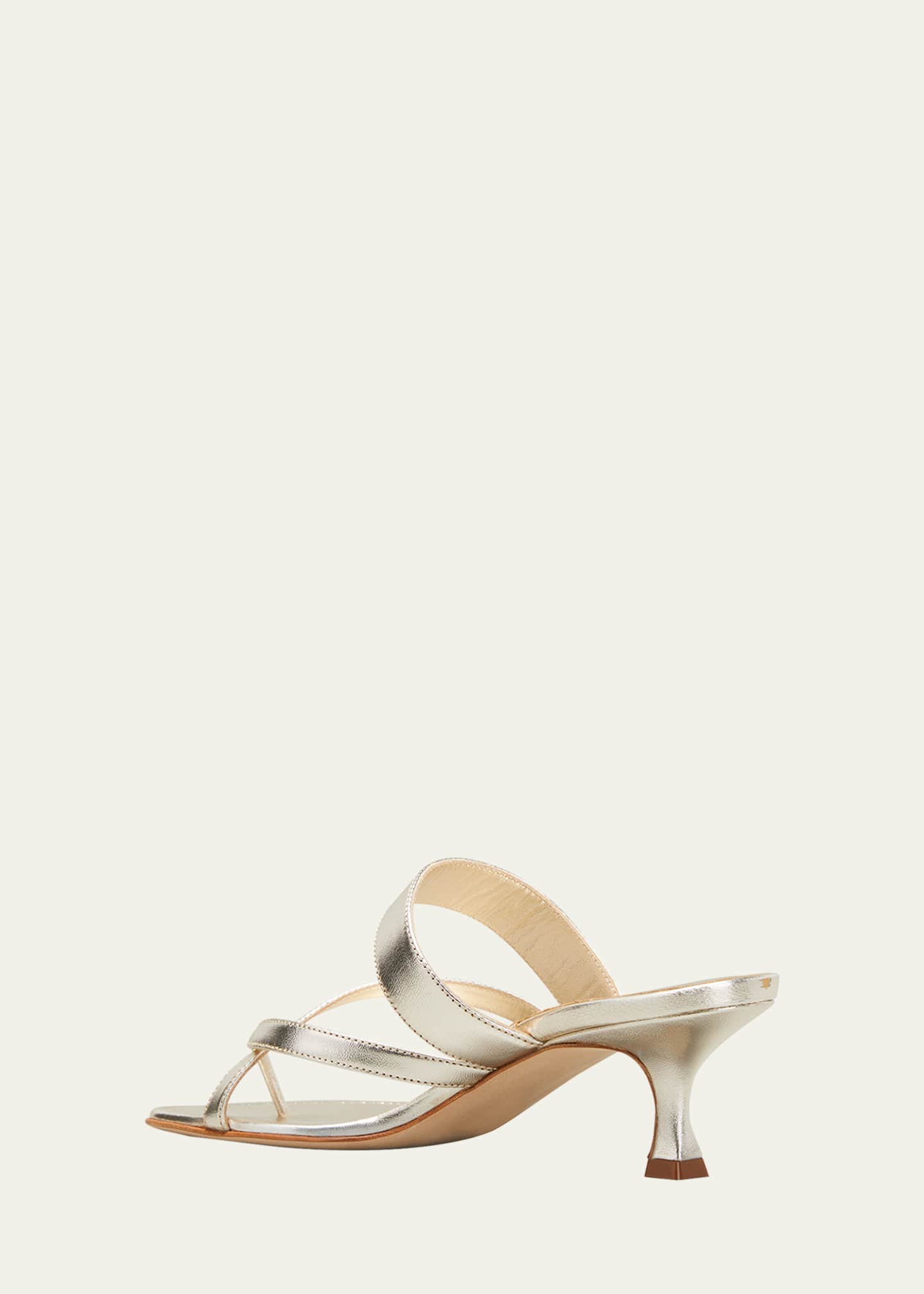 Manolo Blahnik Susa Metallic Crisscross Mule Sandals Image 4 of 5