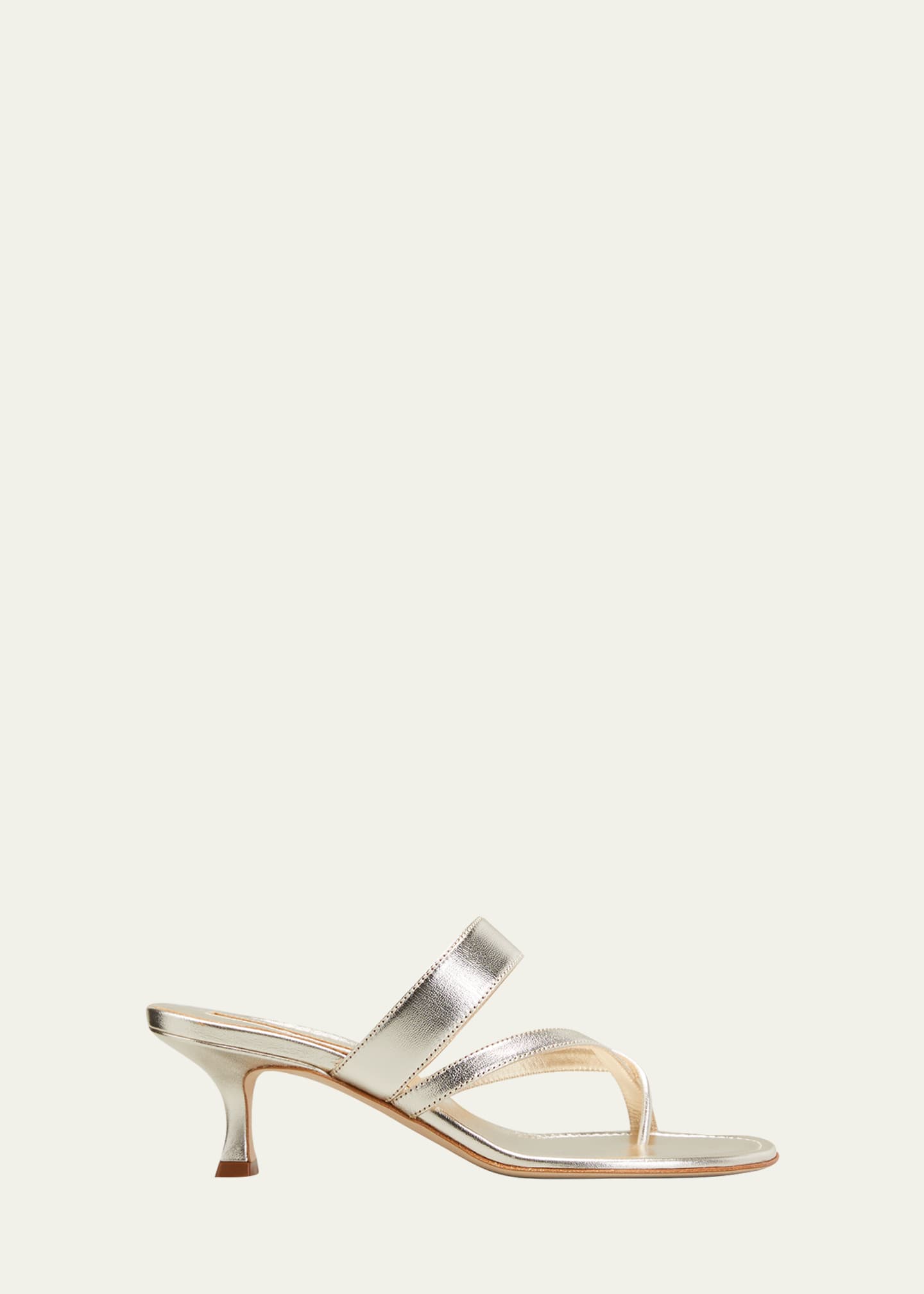 Manolo Blahnik Susa Metallic Crisscross Mule Sandals Image 1 of 5