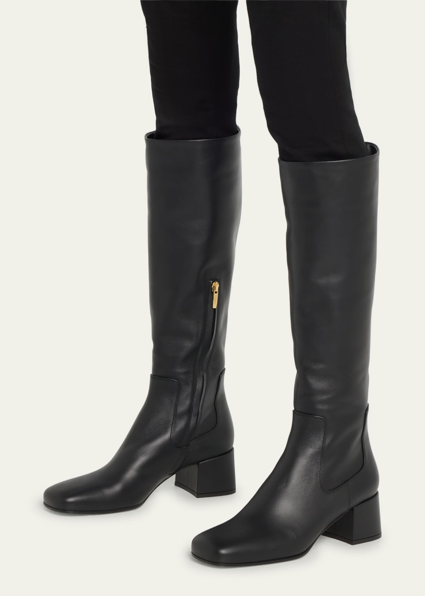 Gianvito Rossi Leather Block-Heel Knee Boots - Bergdorf Goodman