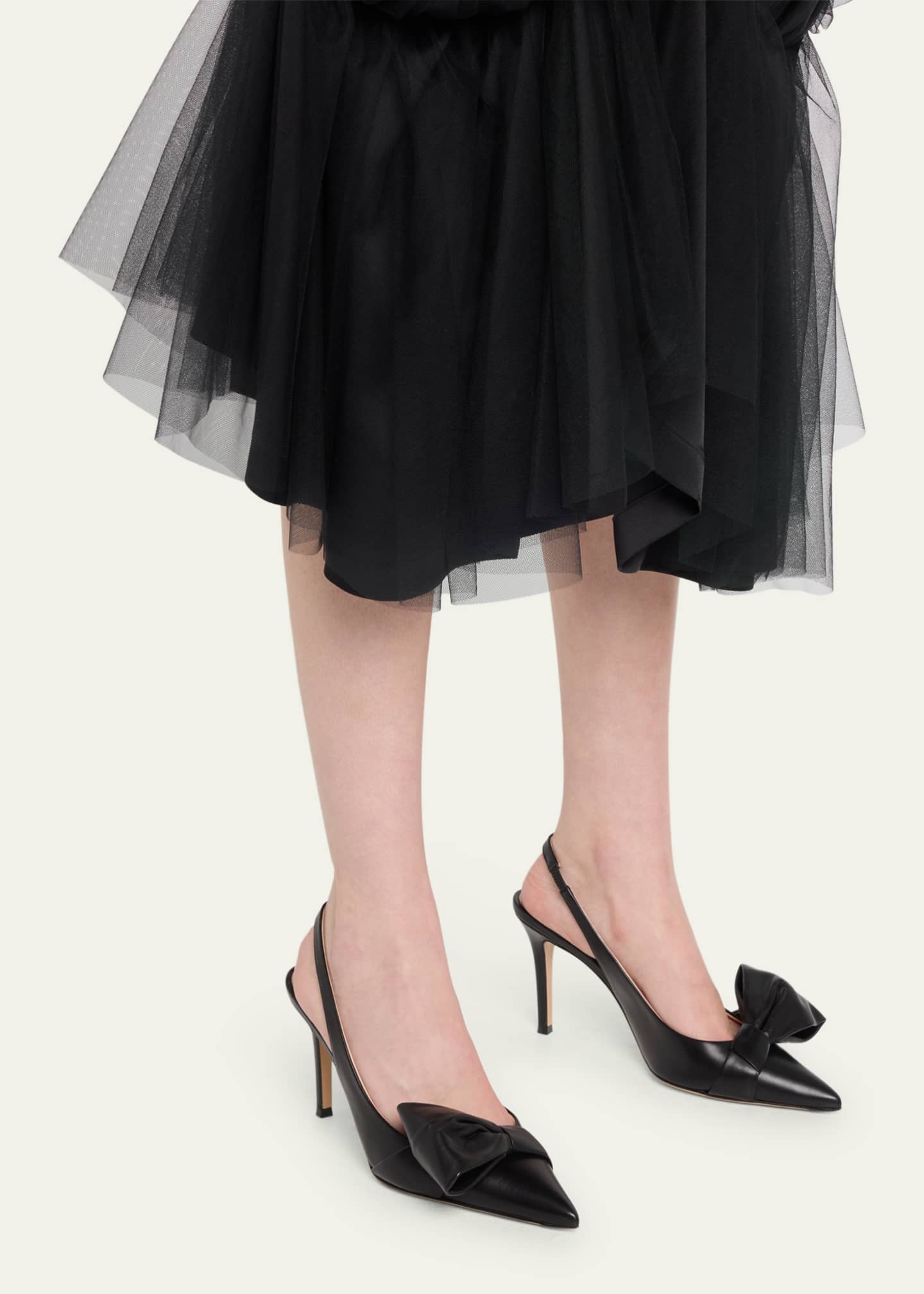 Gianvito Rossi Leather Bow Slingback Pumps Bergdorf Goodman