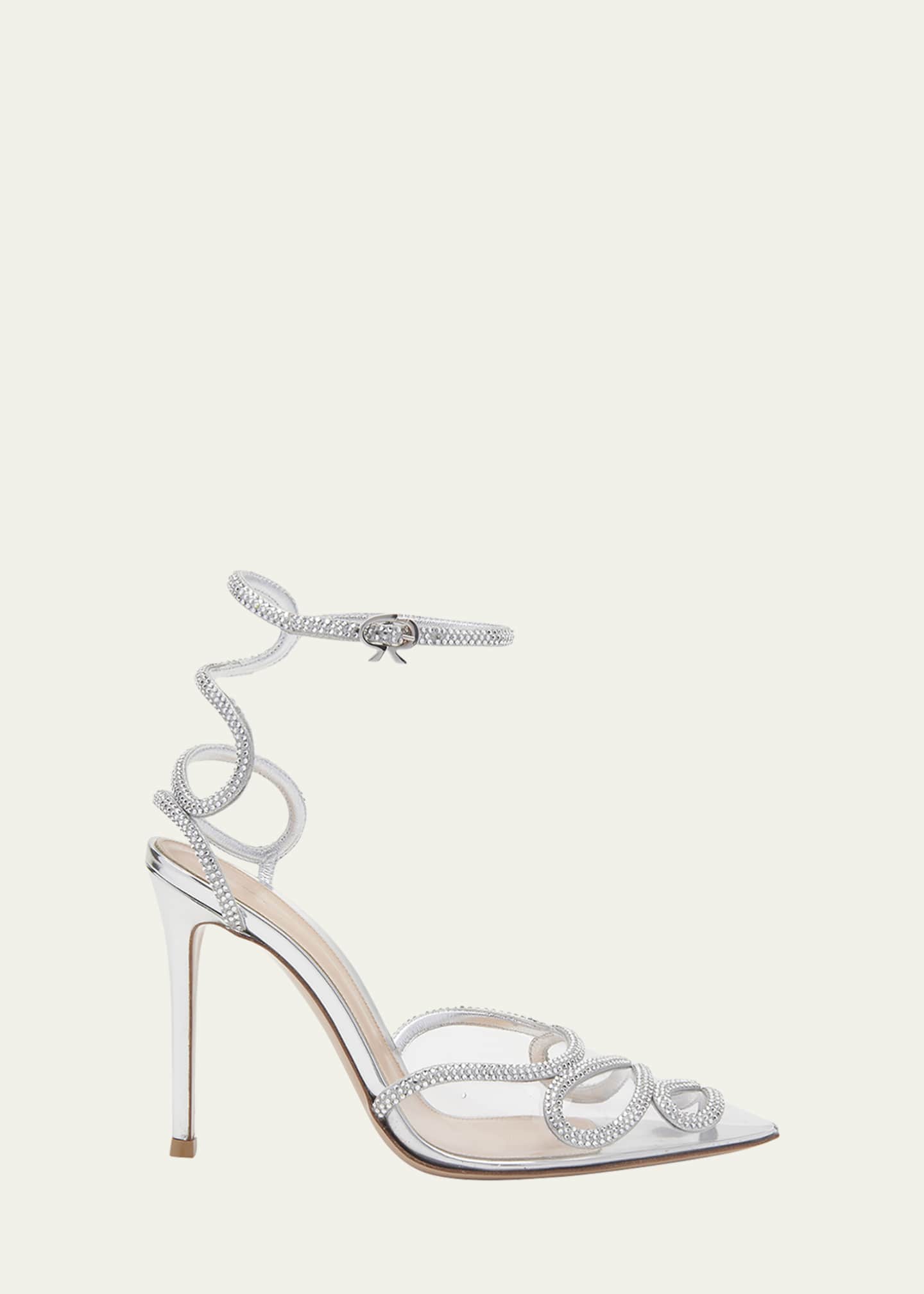 Gianvito Rossi Metallic Strass Ankle-Strap Pumps