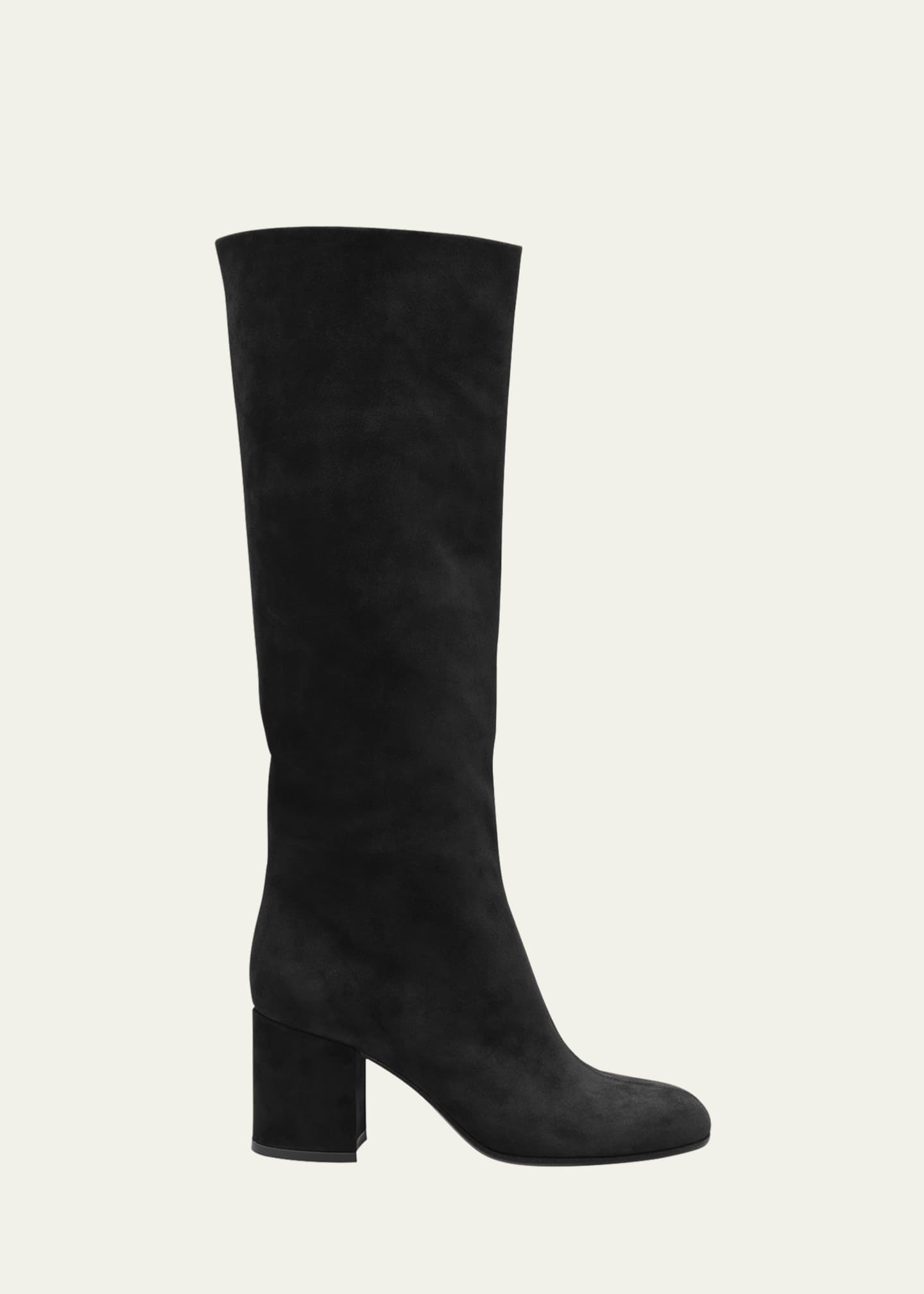 Gianvito Rossi Suede Block-Heel Knee Boots - Bergdorf Goodman