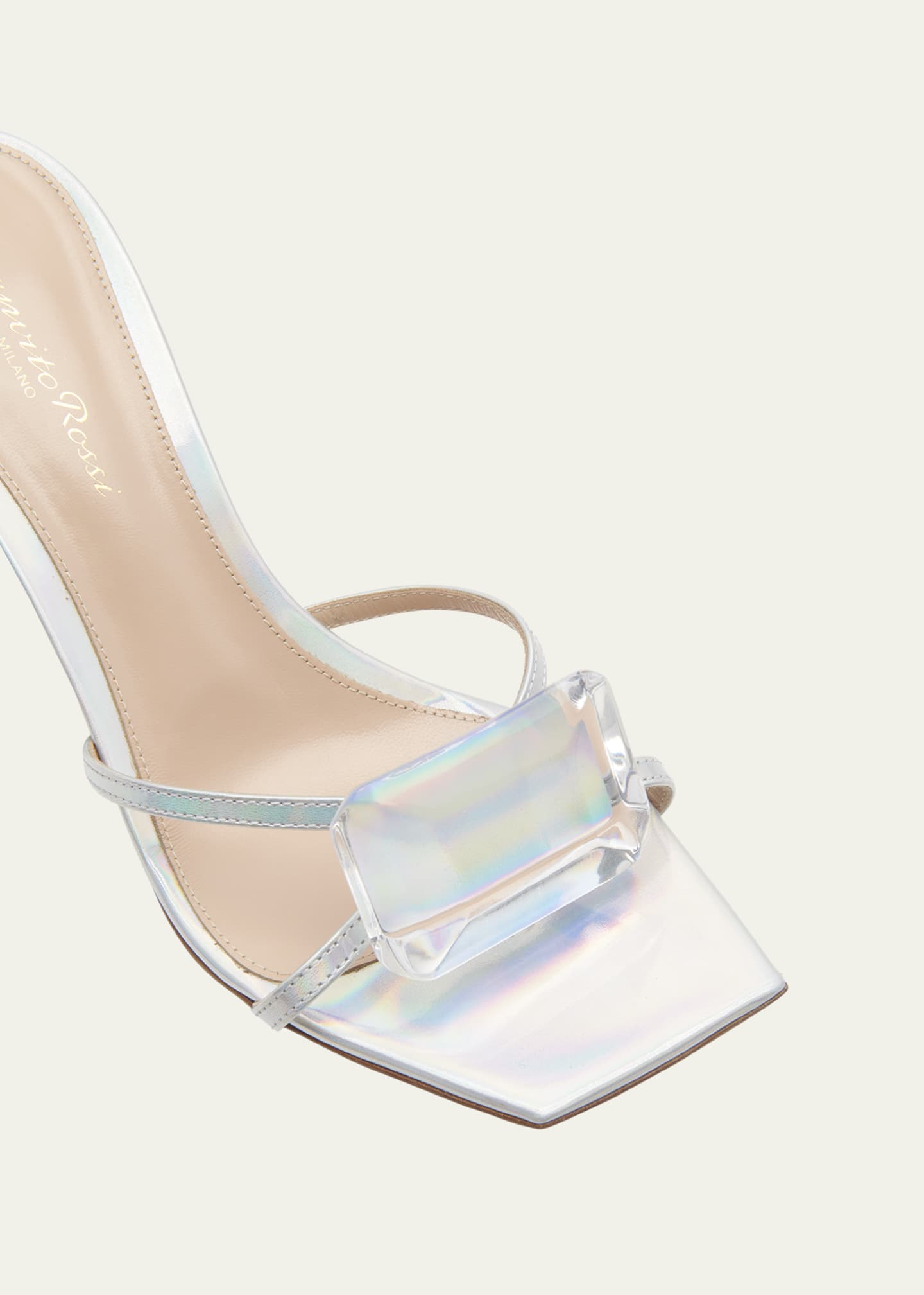 Gianvito Rossi 70mm Jewel Iridescent Leather Mule Sandals Bergdorf Goodman