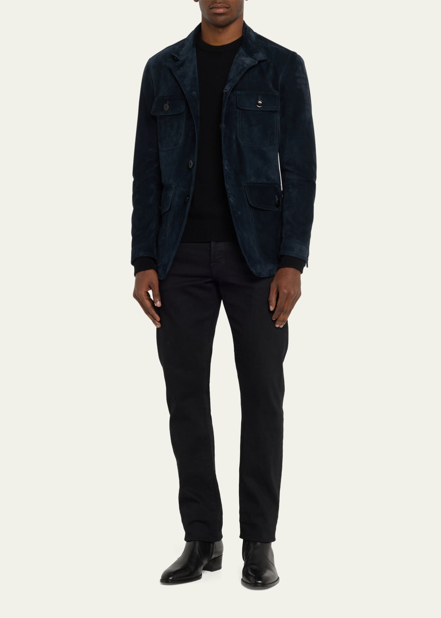 Men's Dockers Faux Suede Military Jacket Black Size: Large - New with Tags