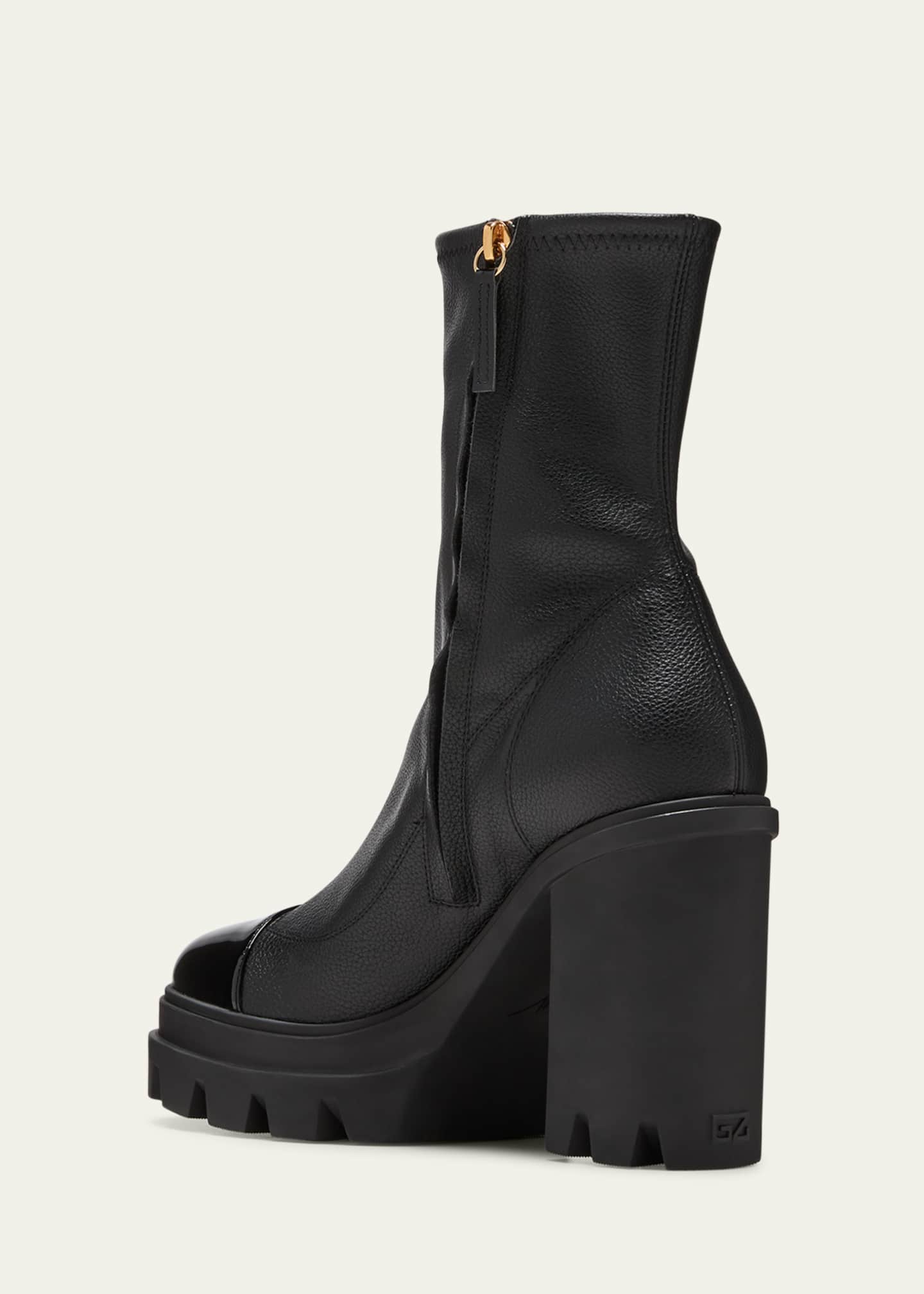 Giuseppe Zanotti Mixed Leather Cap-Toe Platform Booties Image 4 of 5