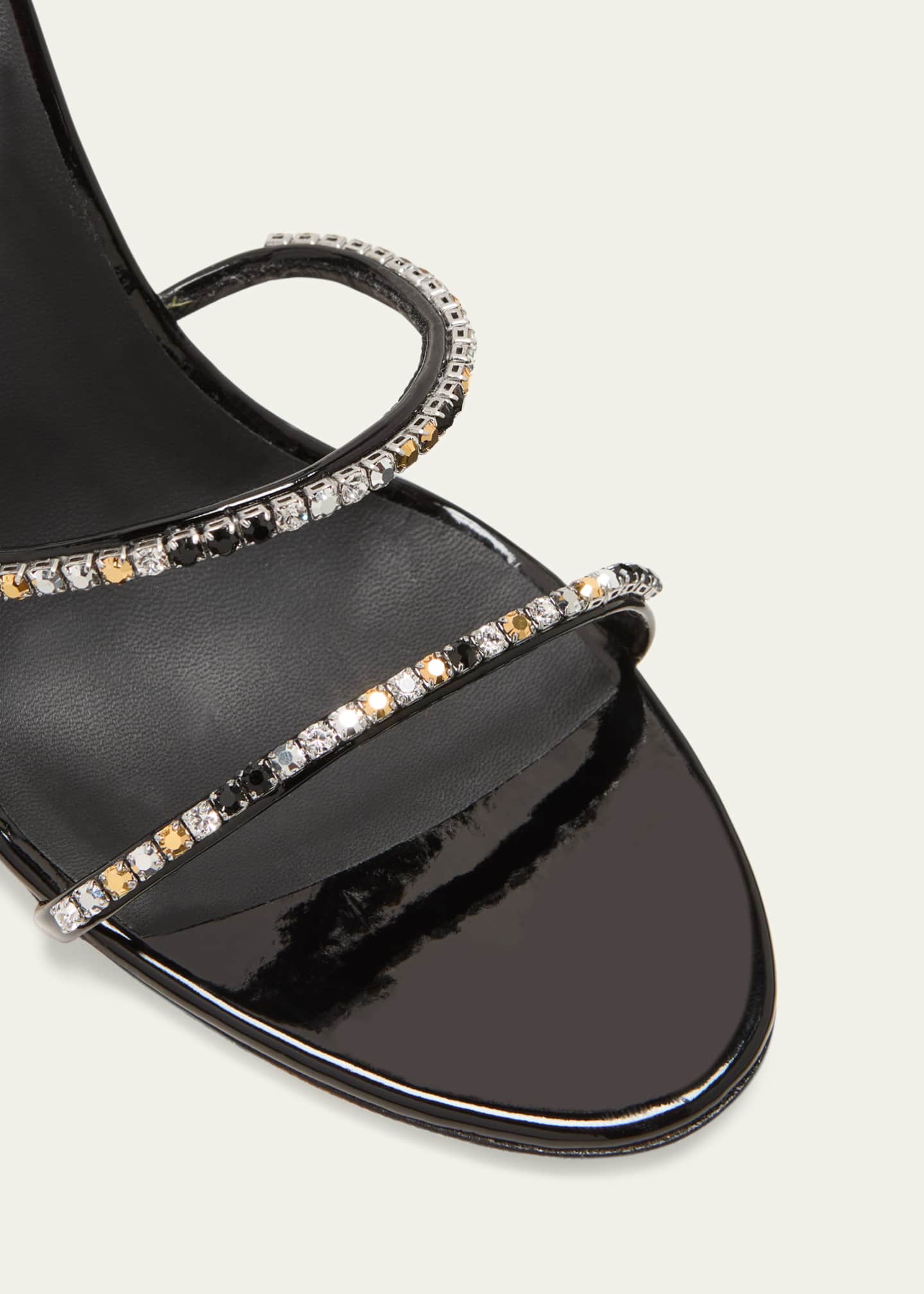 Giuseppe Zanotti Patent Crystal Three Band Slide Sandals