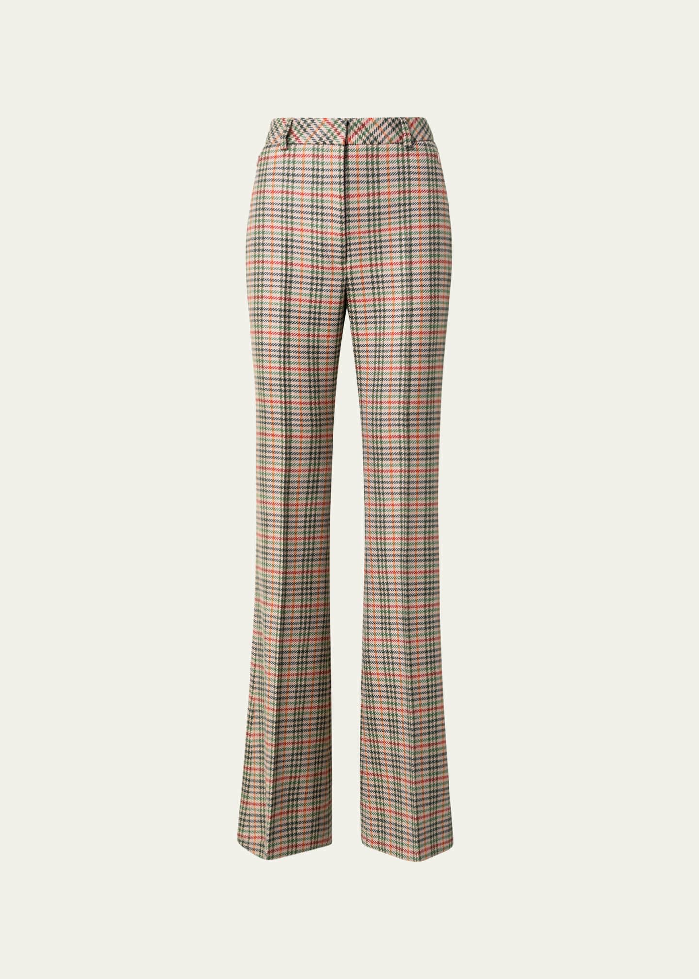 Akris Fares High-Waist Wool Check Bootcut Pants - Bergdorf Goodman