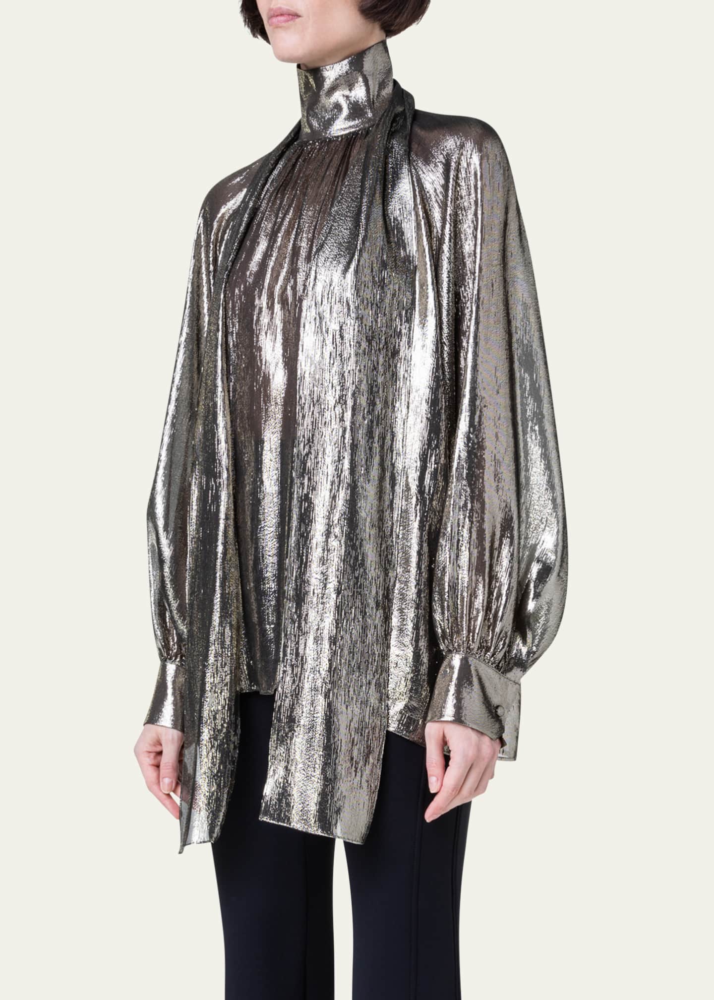 Turtleneck blouse with bow hot sale
