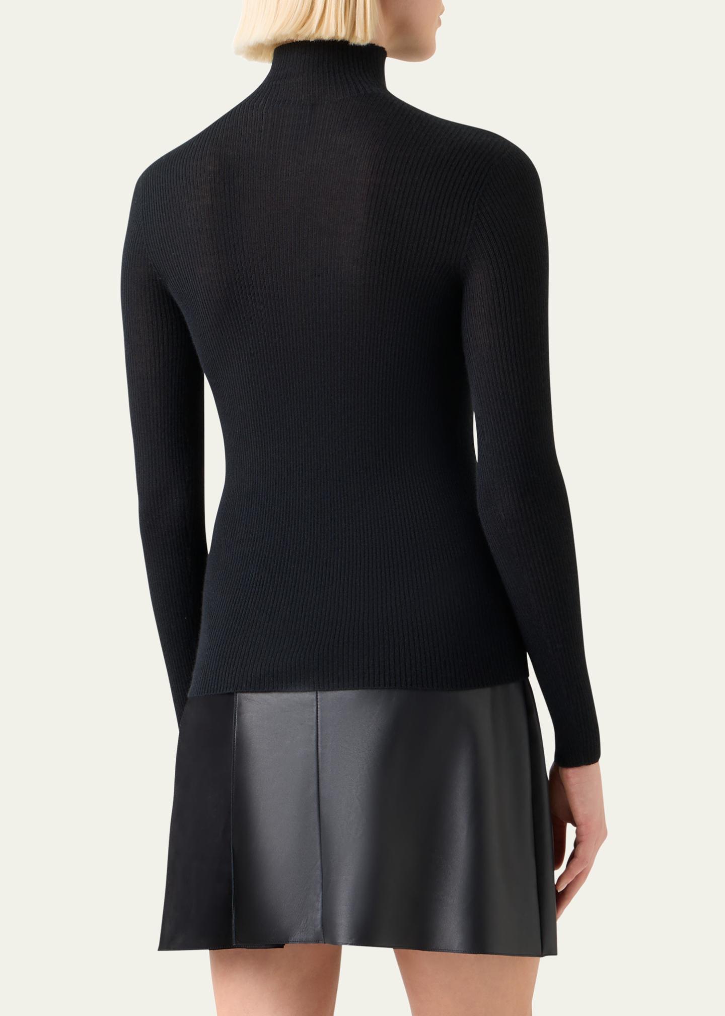 Akris Cashmere-Silk Fine Ribbed Knit Pullover - Bergdorf Goodman