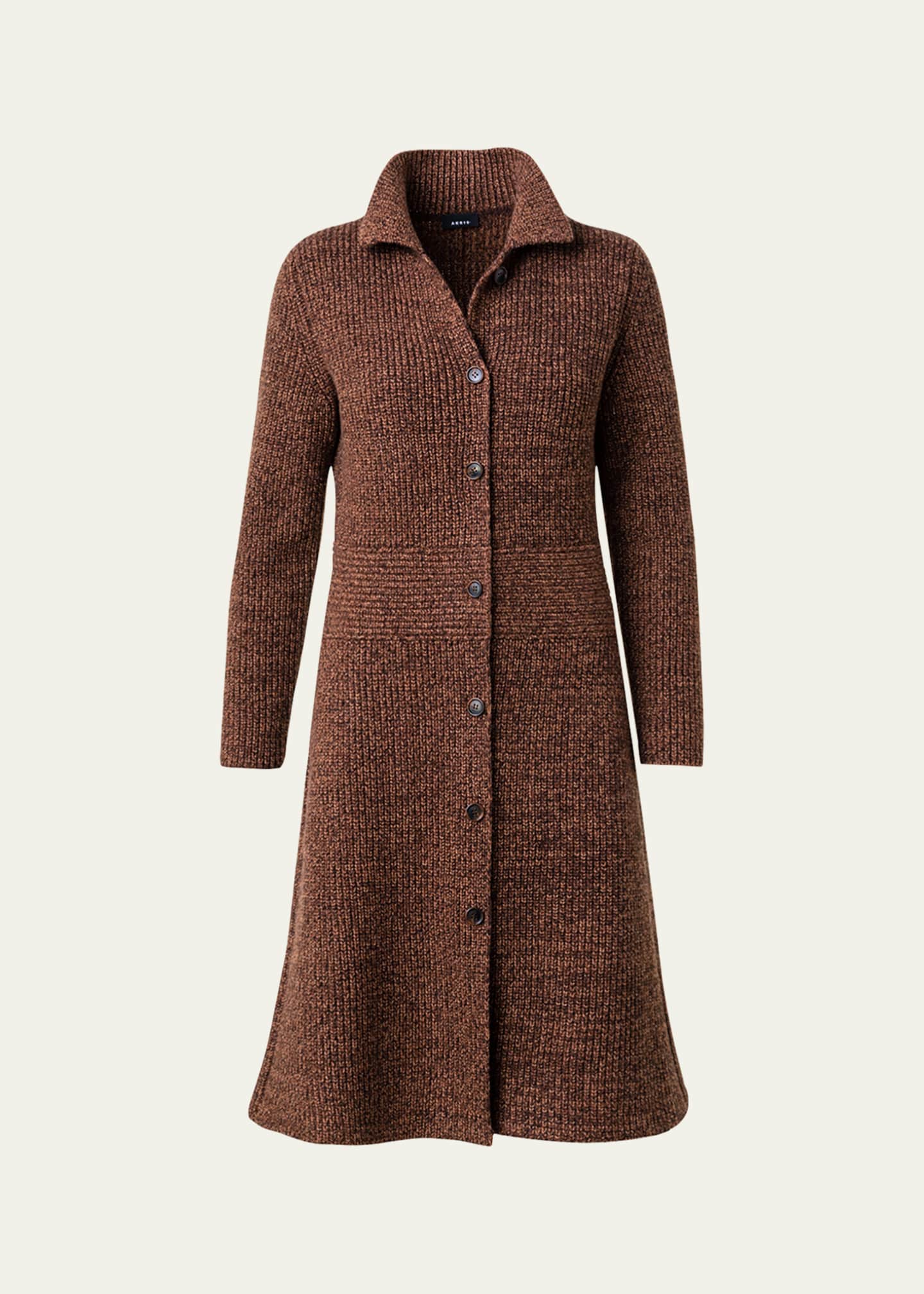 Women wool ribbed knitted coat discount