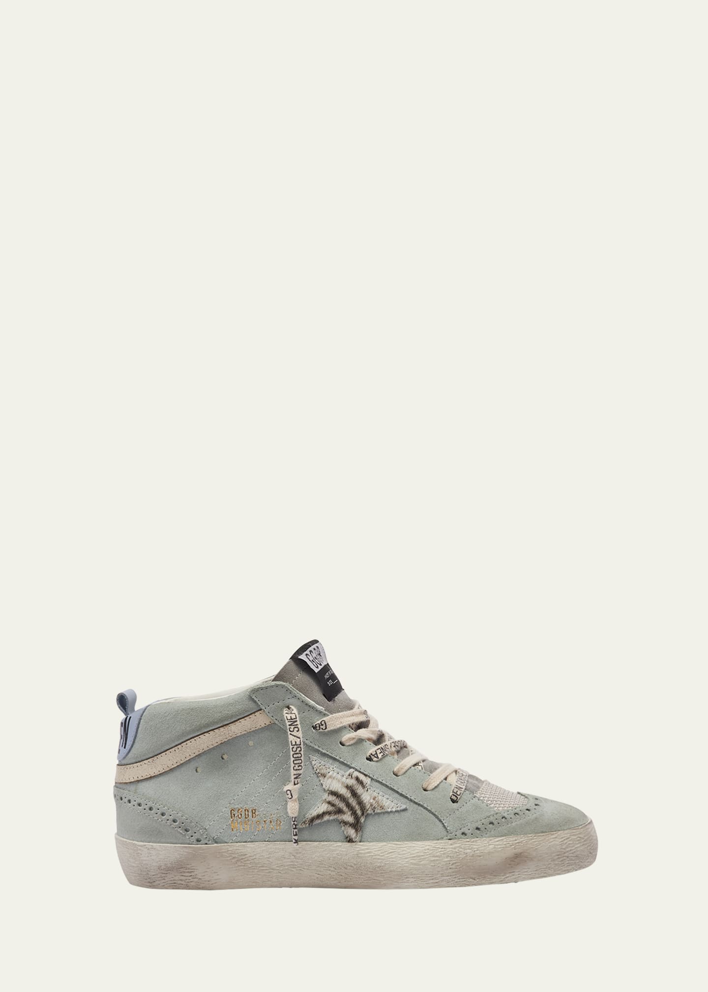 Golden Goose Mid Star Suede Zebra Wing-Tip Sneakers Image 1 of 5