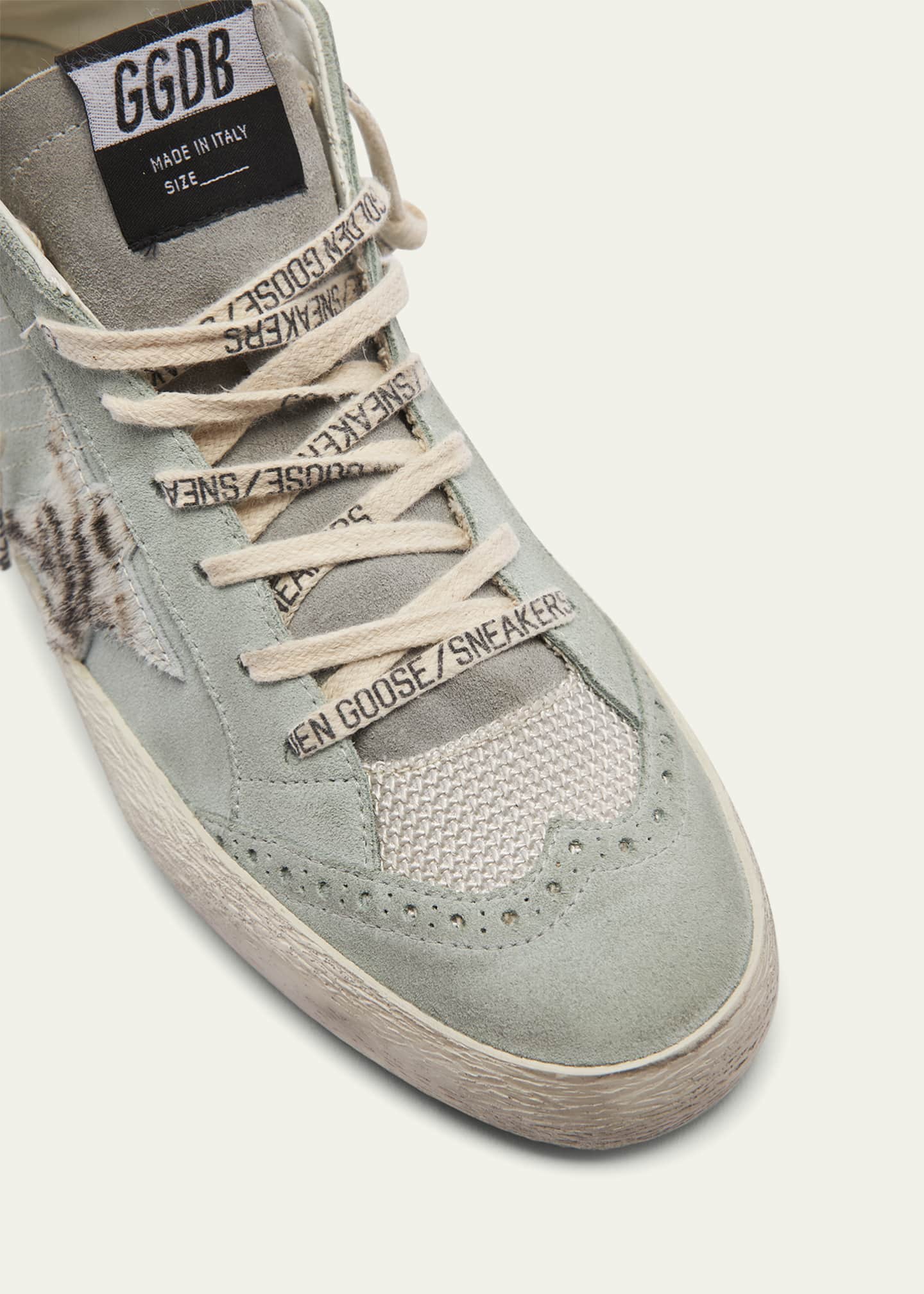 Golden Goose Mid Star Suede Zebra Wing-Tip Sneakers Image 5 of 5