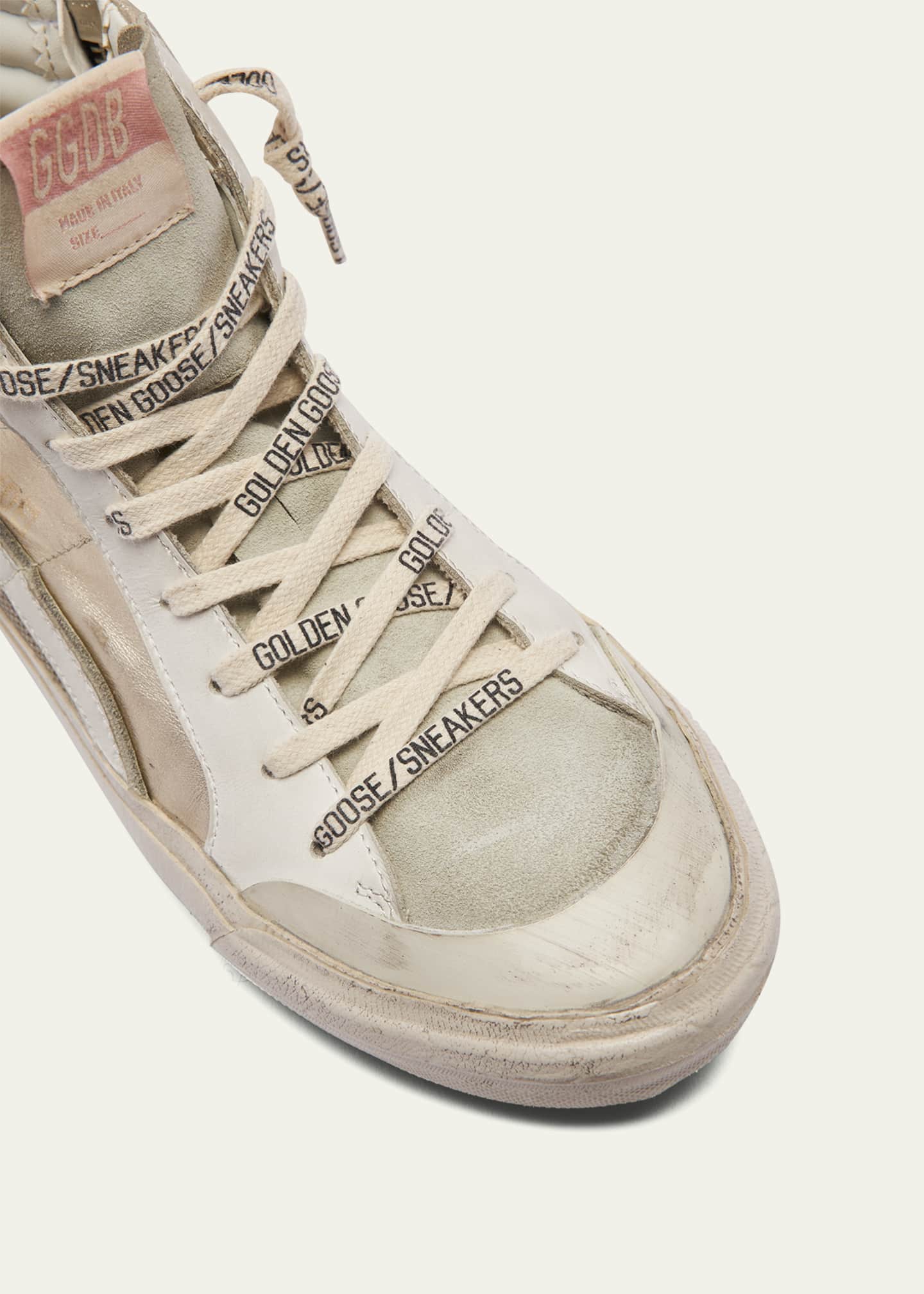 Golden Goose Slide Mid-Top Metallic Leather Sneakers Image 5 of 5