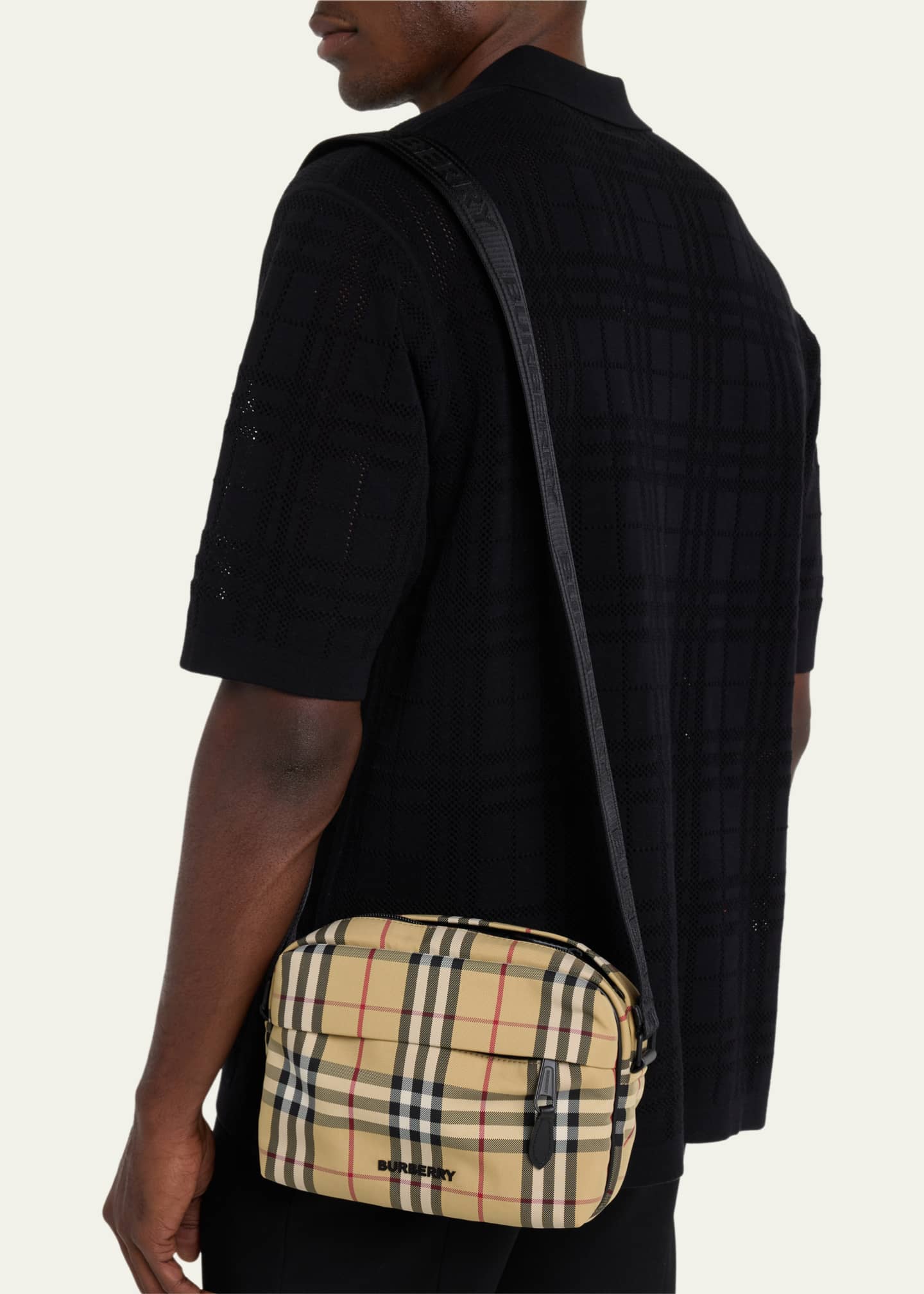 Men's Crossbody Bag In Tartan Motif by Burberry