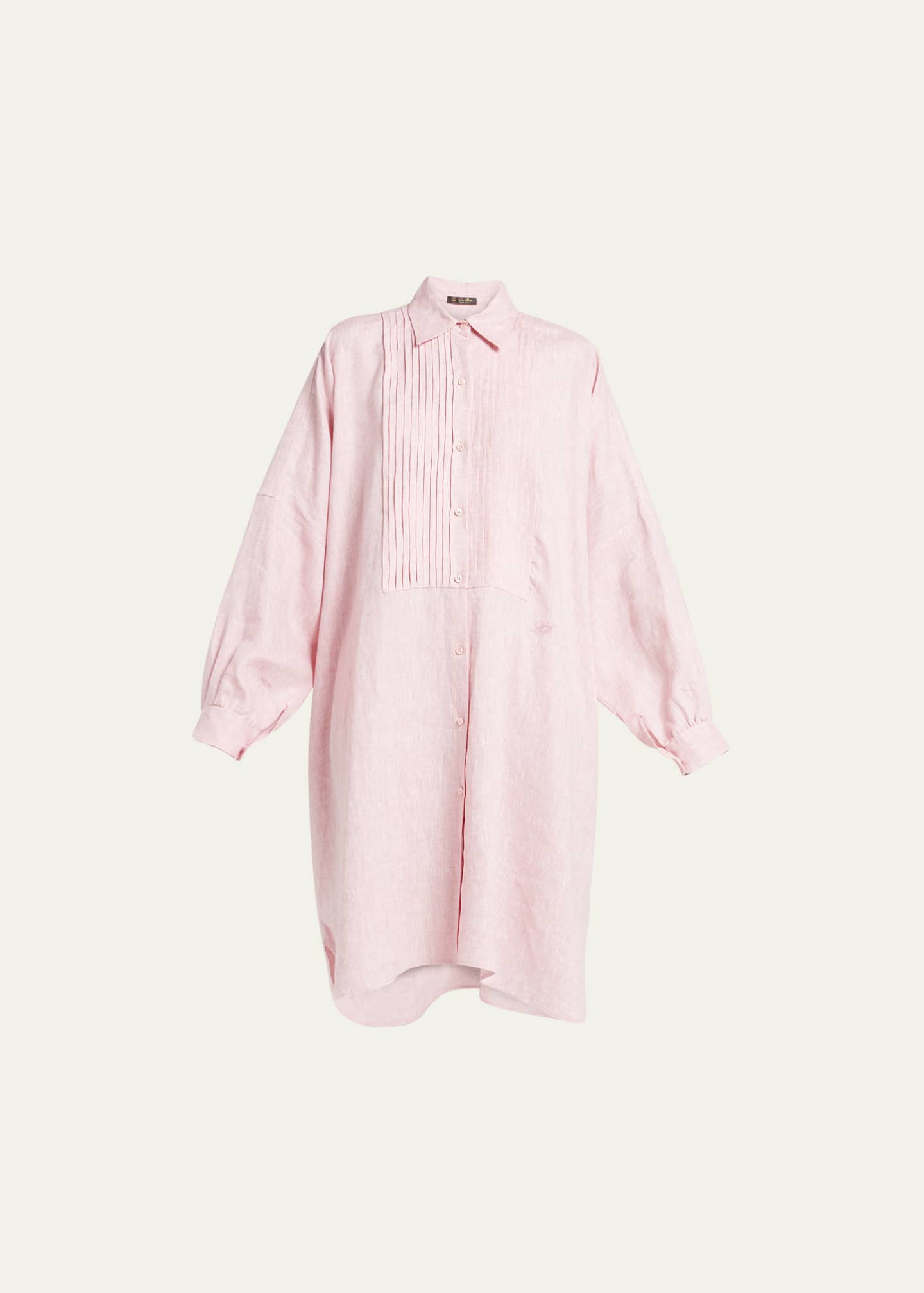 Loro Piana Linen Button-Front Shirtdress with Pleated Bib - Bergdorf ...