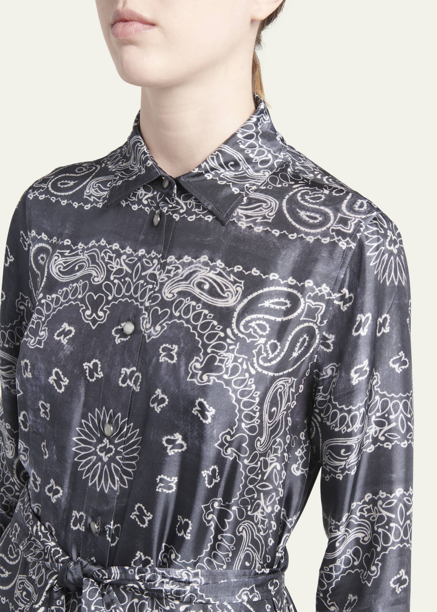 Golden Goose Bandana Print Long Sleeve Maxi Shirtdress