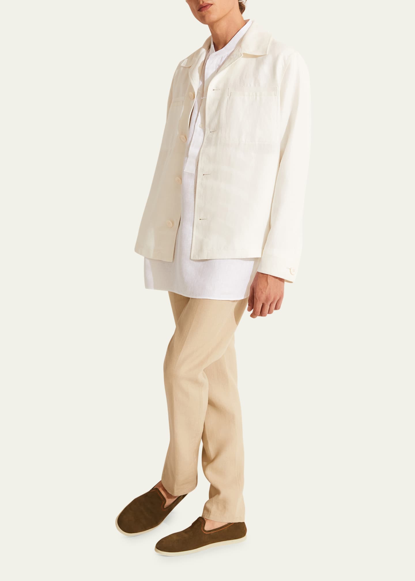 Loro Piana Men s Jeri Linen Mandarin Collar Shirt