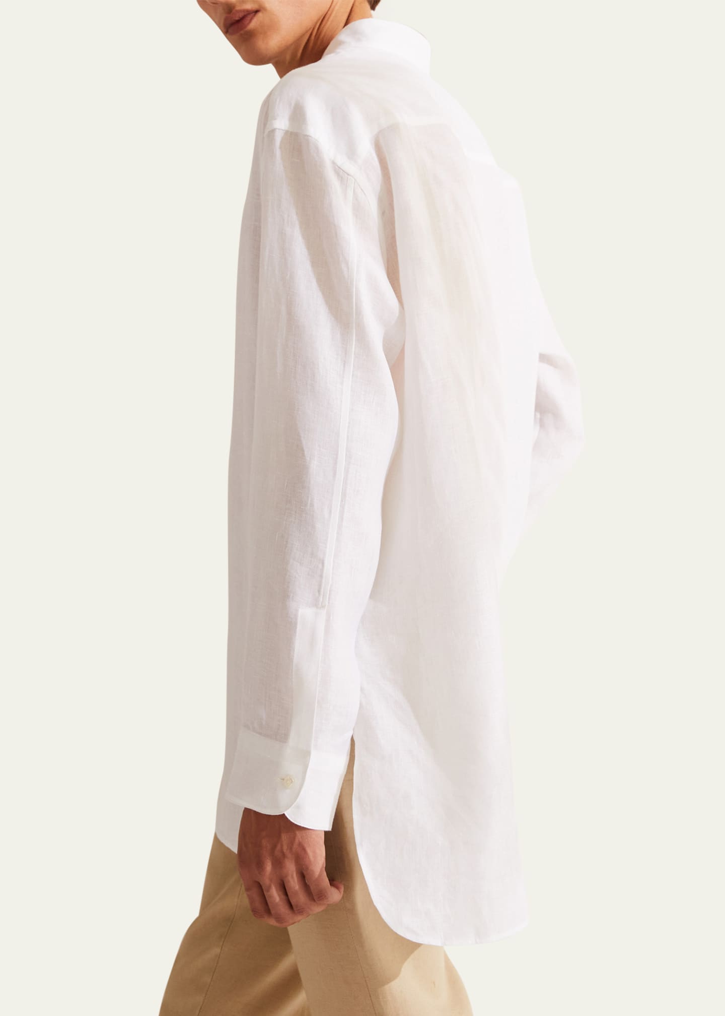 Loro Piana Men's Jeri Linen Mandarin Collar Shirt - Bergdorf Goodman
