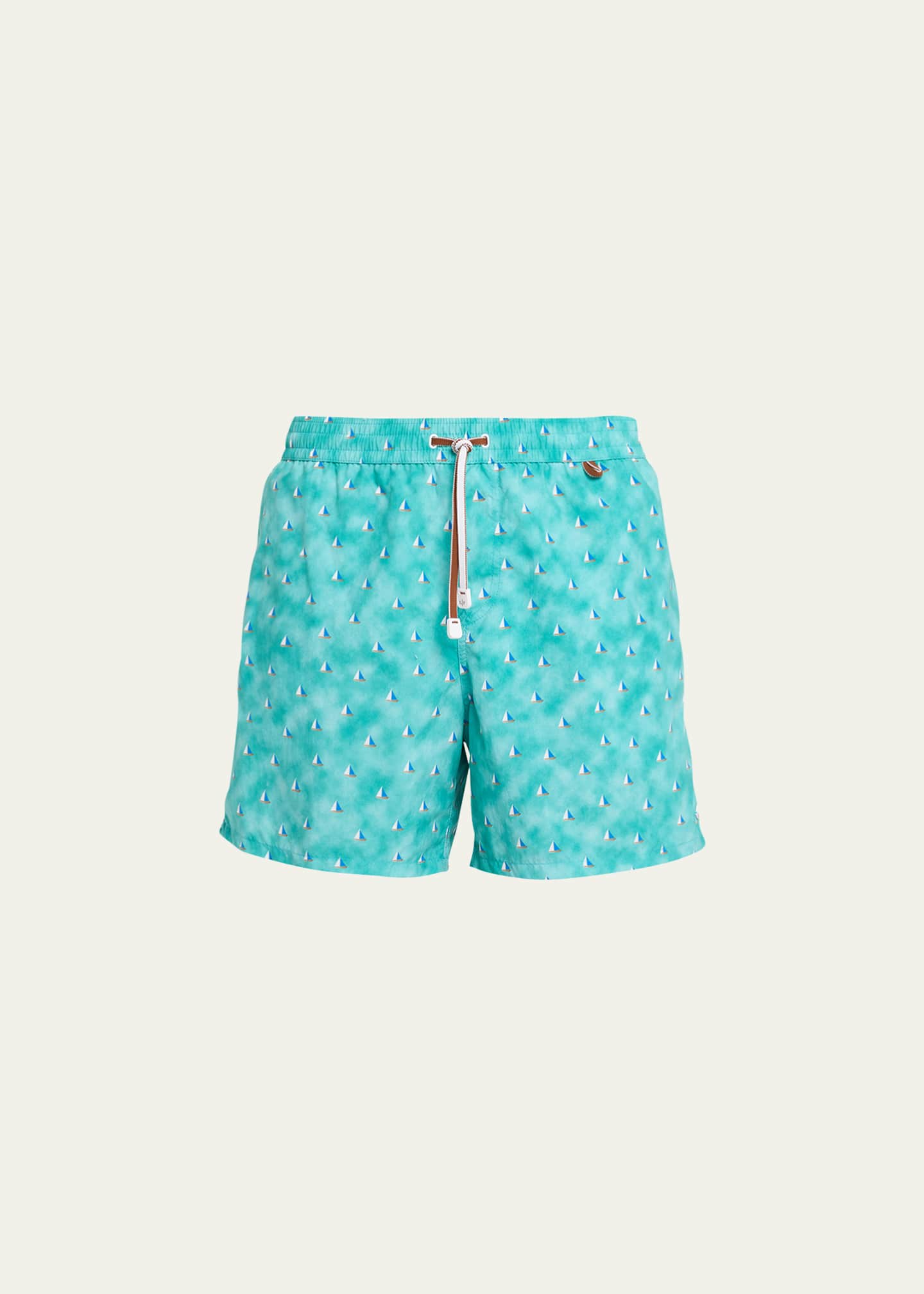 Loro Piana Men s Sailboat Print Nylon Swim Trunks Bergdorf Goodman