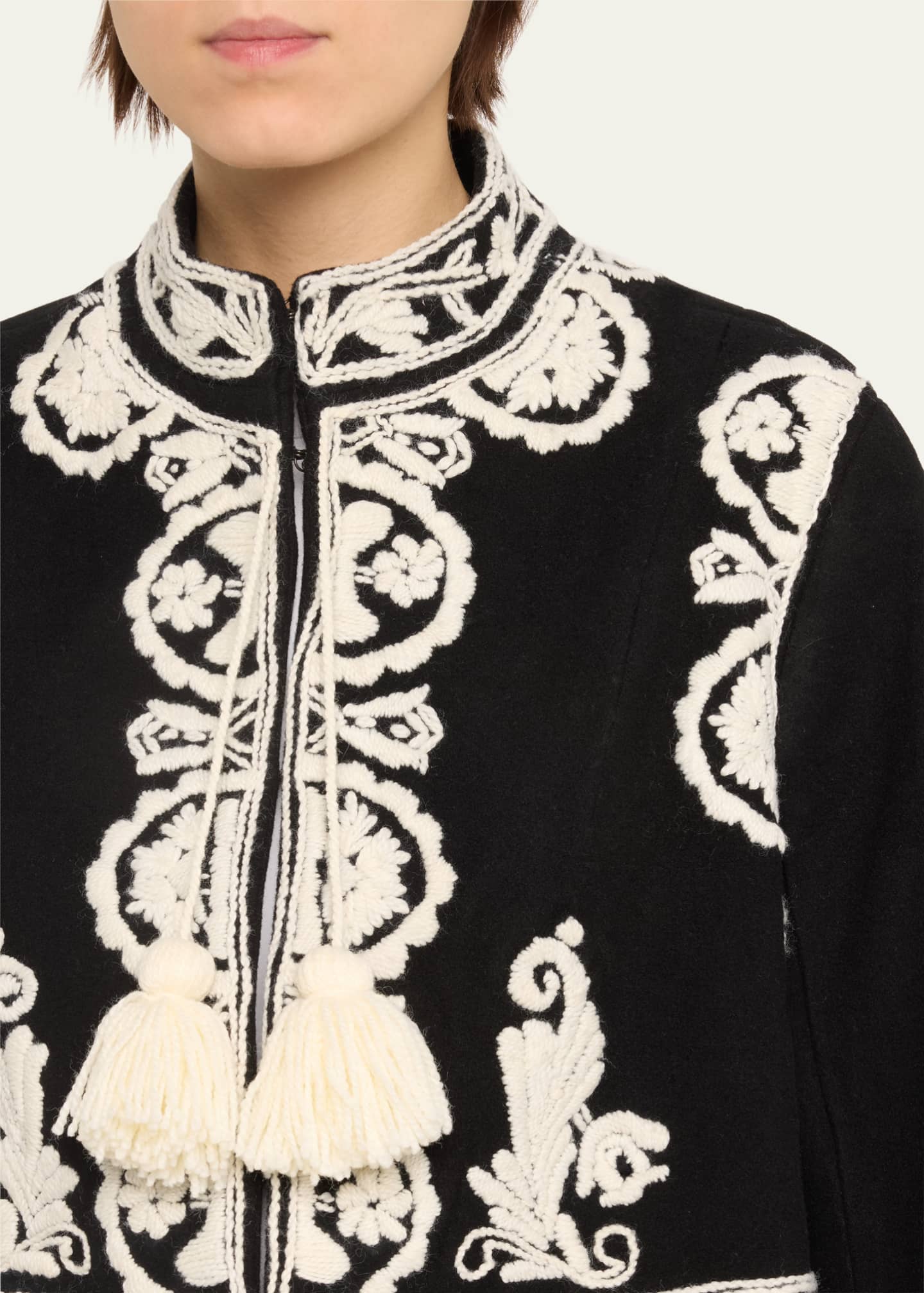 Bode Estate Tassel Embroidered Wool Jacket