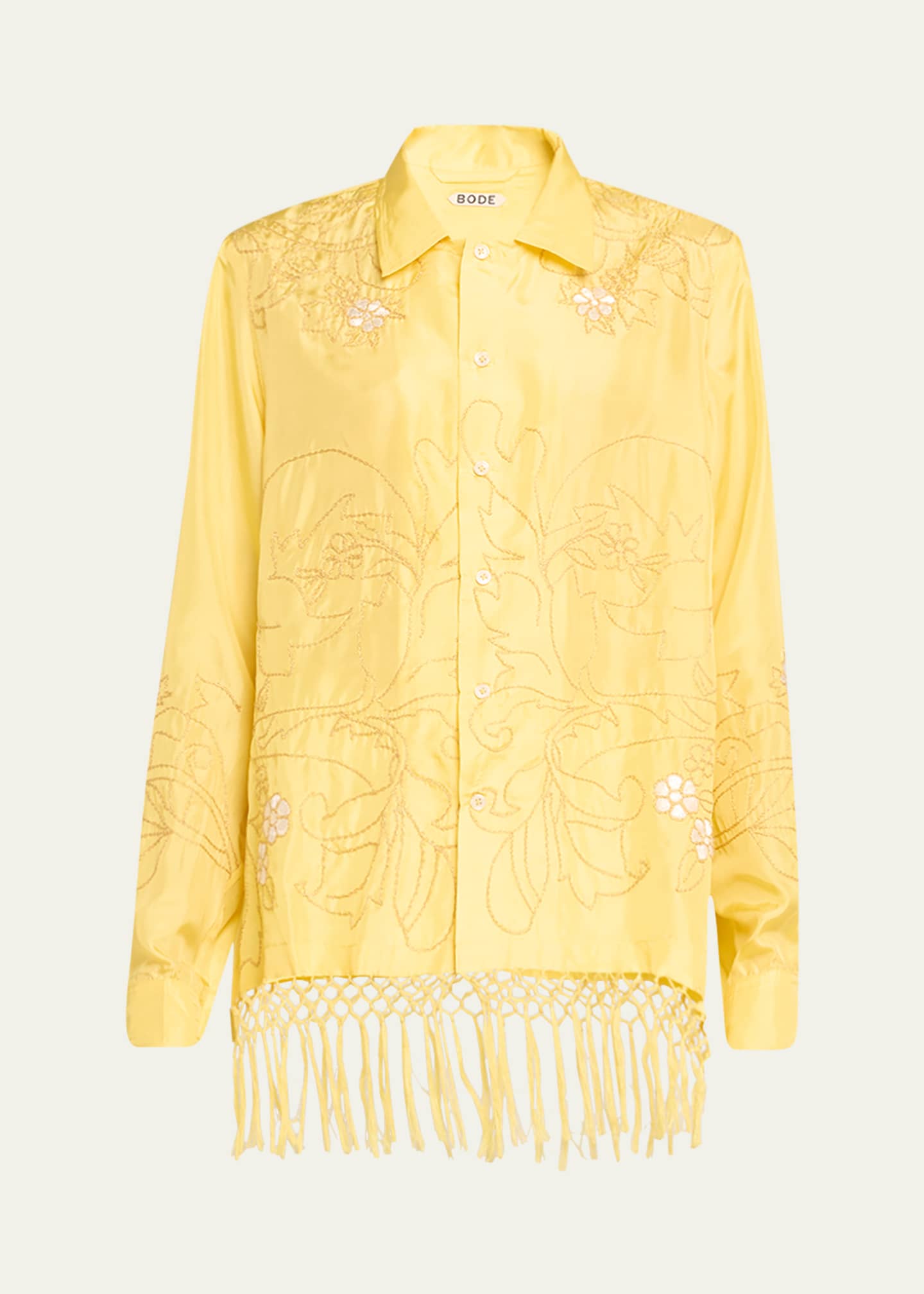 Bode Yellow Paquerette Fringe Shirt