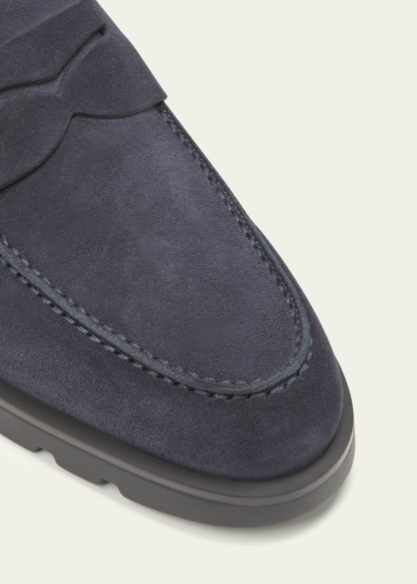 Santoni Men's Rock Suede Lug Sole Penny Loafers - Bergdorf Goodman