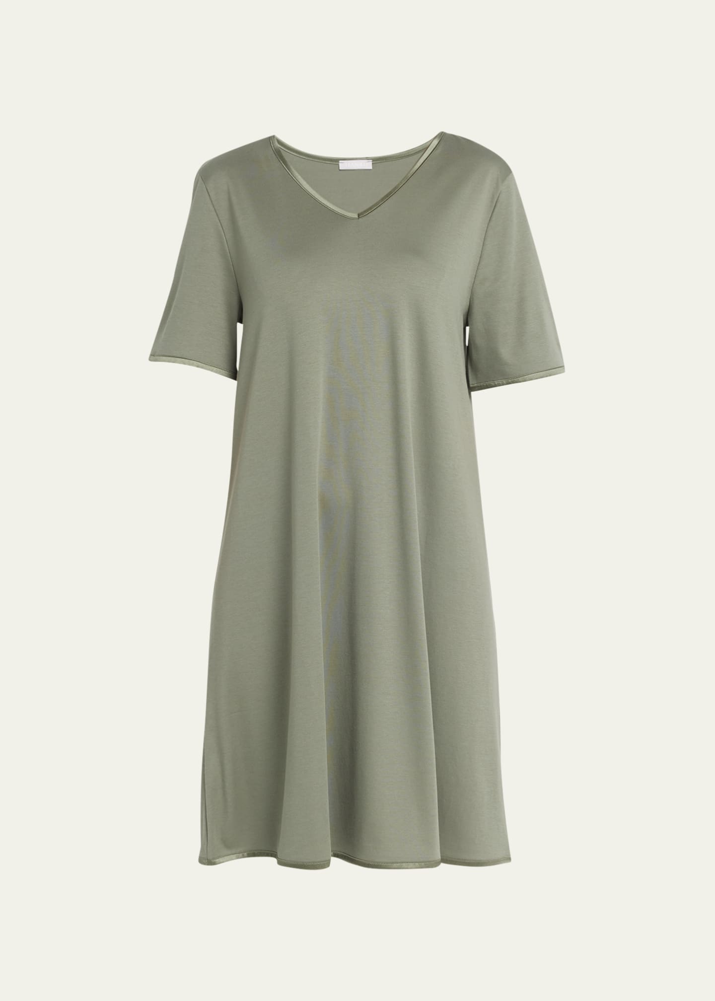 Hanro Cleo ShortSleeve SilkTrim Cotton Nightgown Bergdorf Goodman