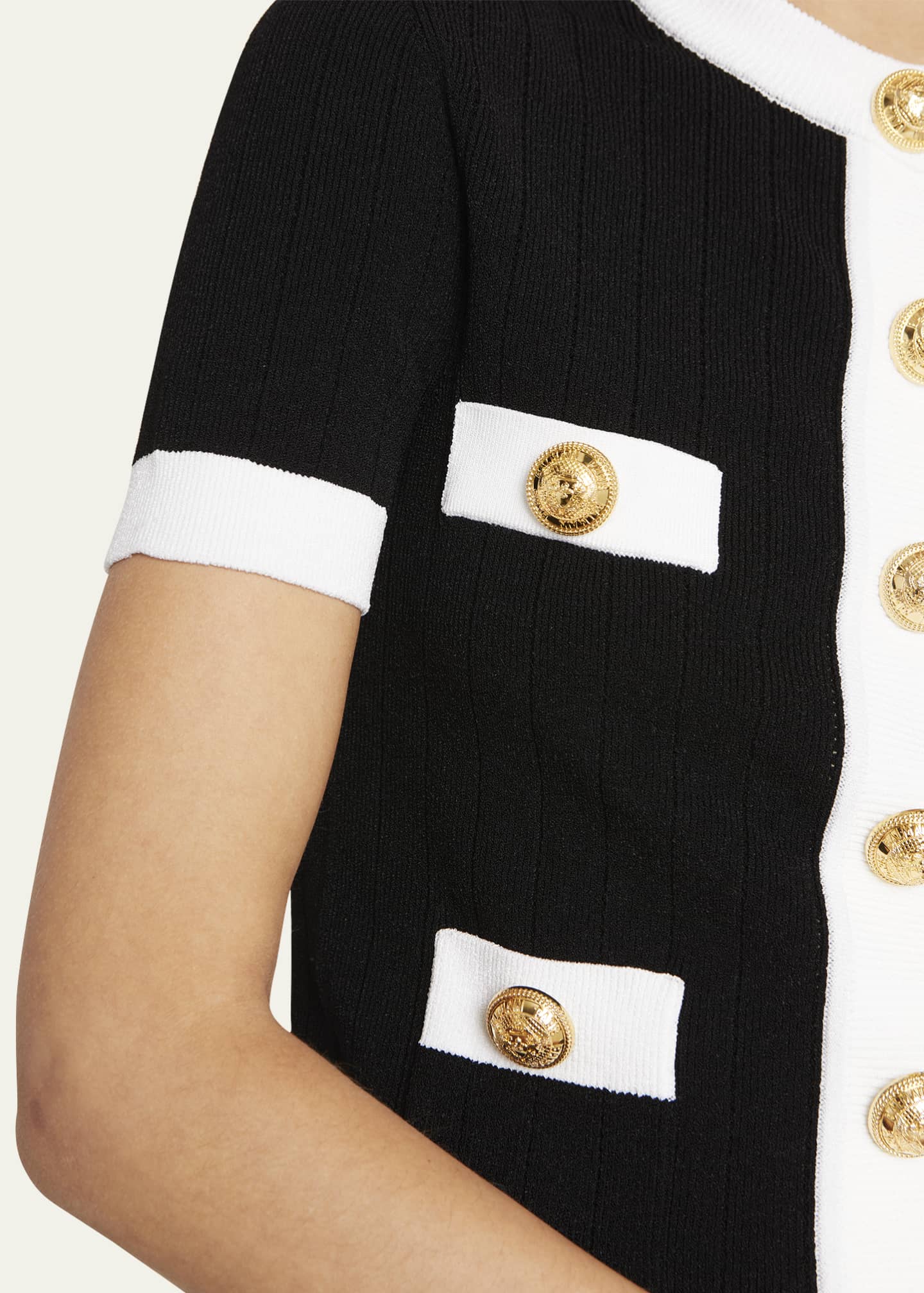 Balmain Contrast-Trim Cardigan with Four Pocket Detail - Bergdorf Goodman