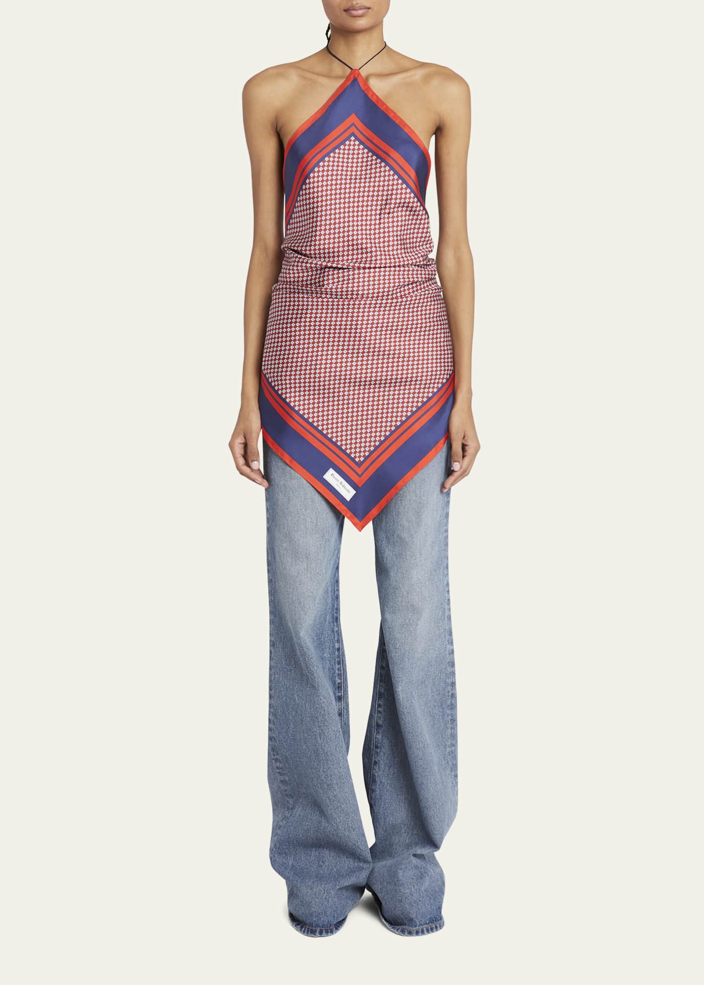 Balmain Monogram Silk Halter Scarf Top Bergdorf Goodman